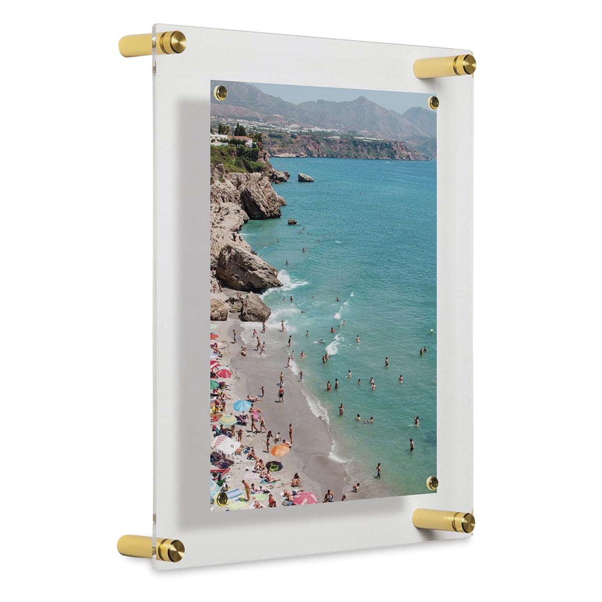 Gold 12x14 Floating Acrylic Wall Frame with Magnets