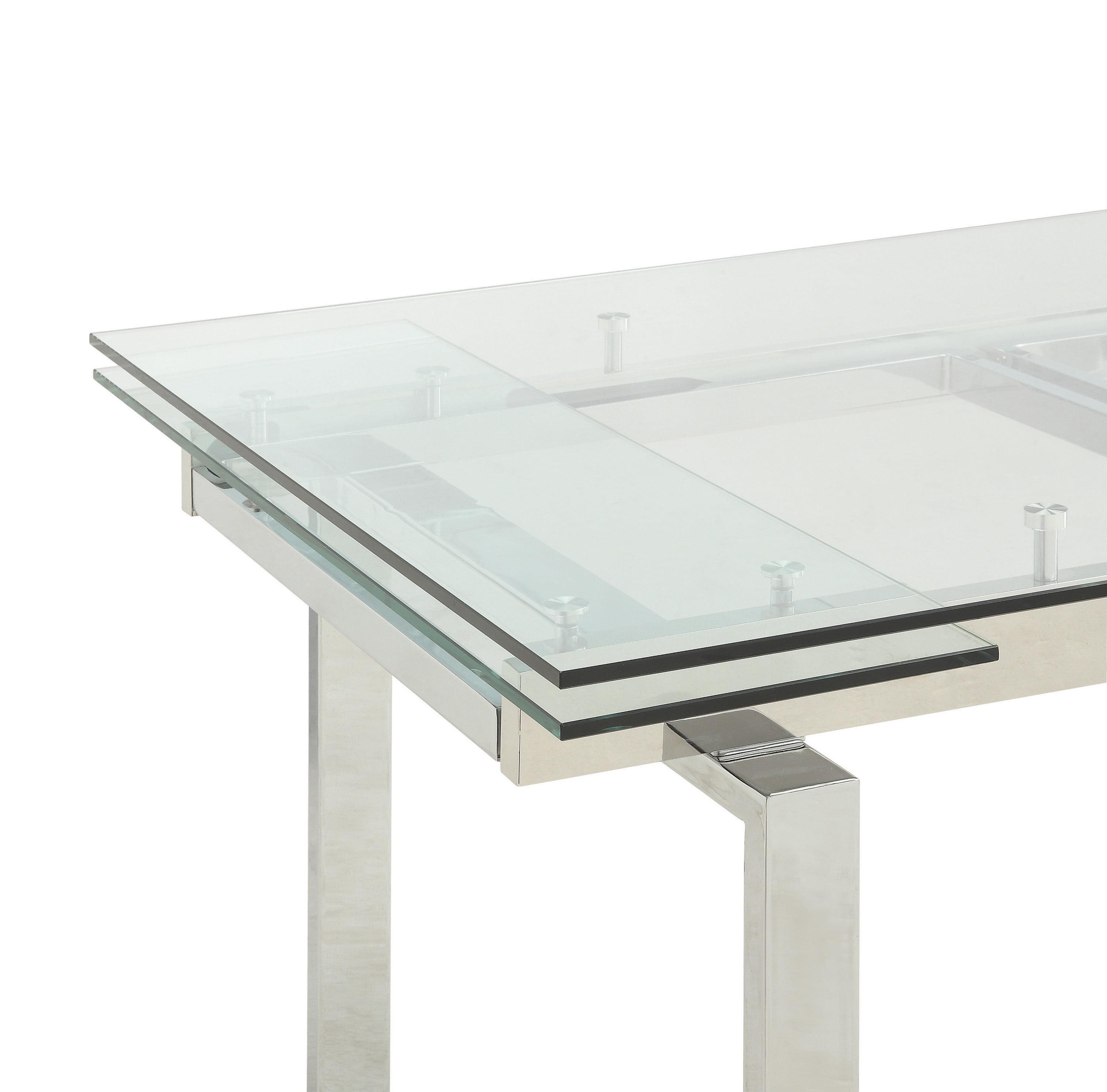 Wexford 39.5" Glass Top Extendable Dining Table with Chrome Legs