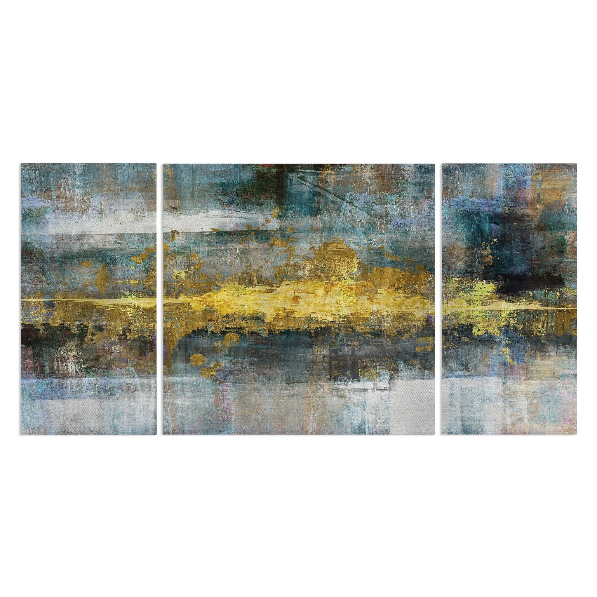 Frequency Abstract Multicolor Giclée Canvas Triptych 40x80