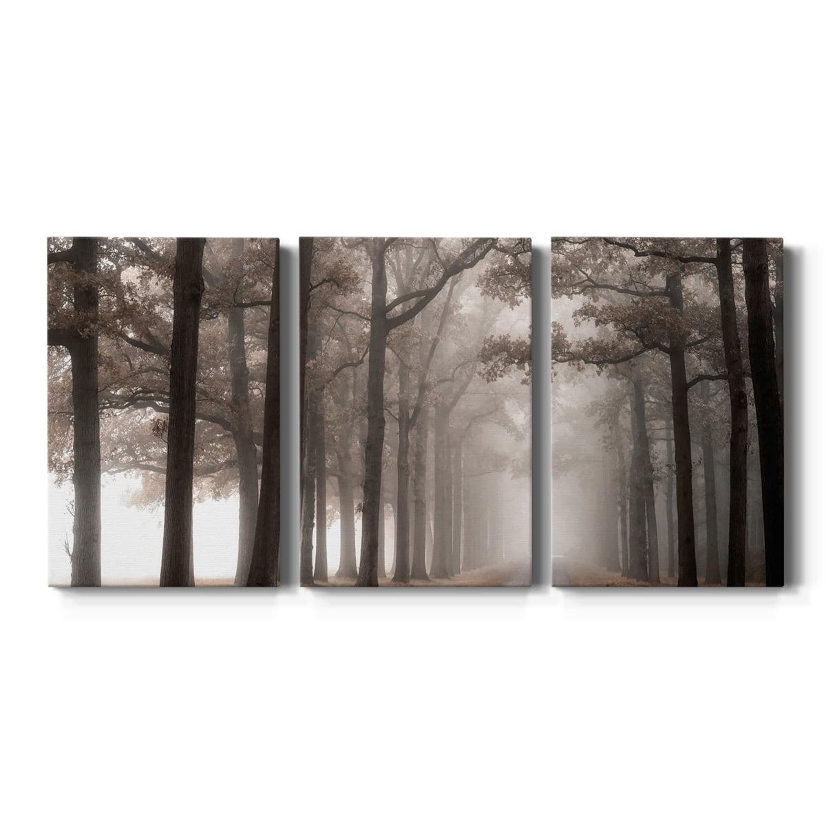 Misty Road Tranquil Forest Gallery Wrapped Canvas Art