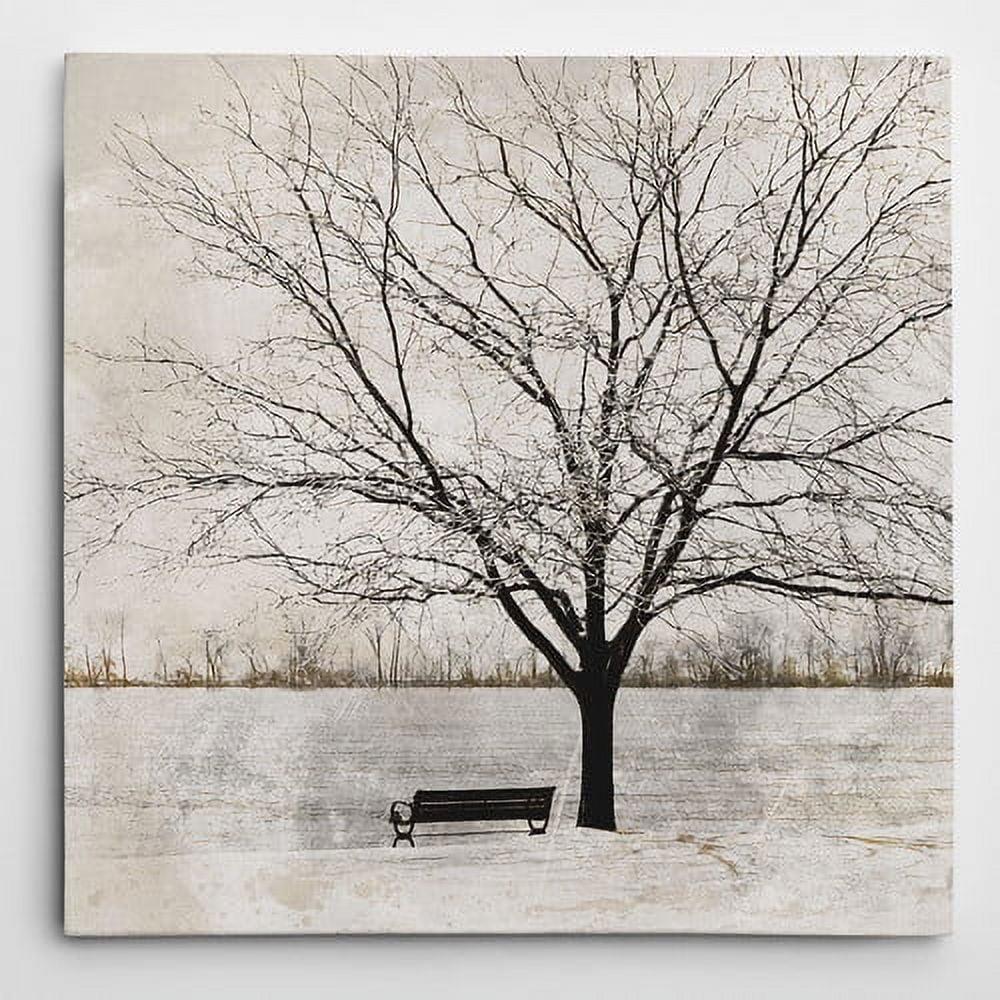 Lonely Tree Black and White Framed Canvas Print