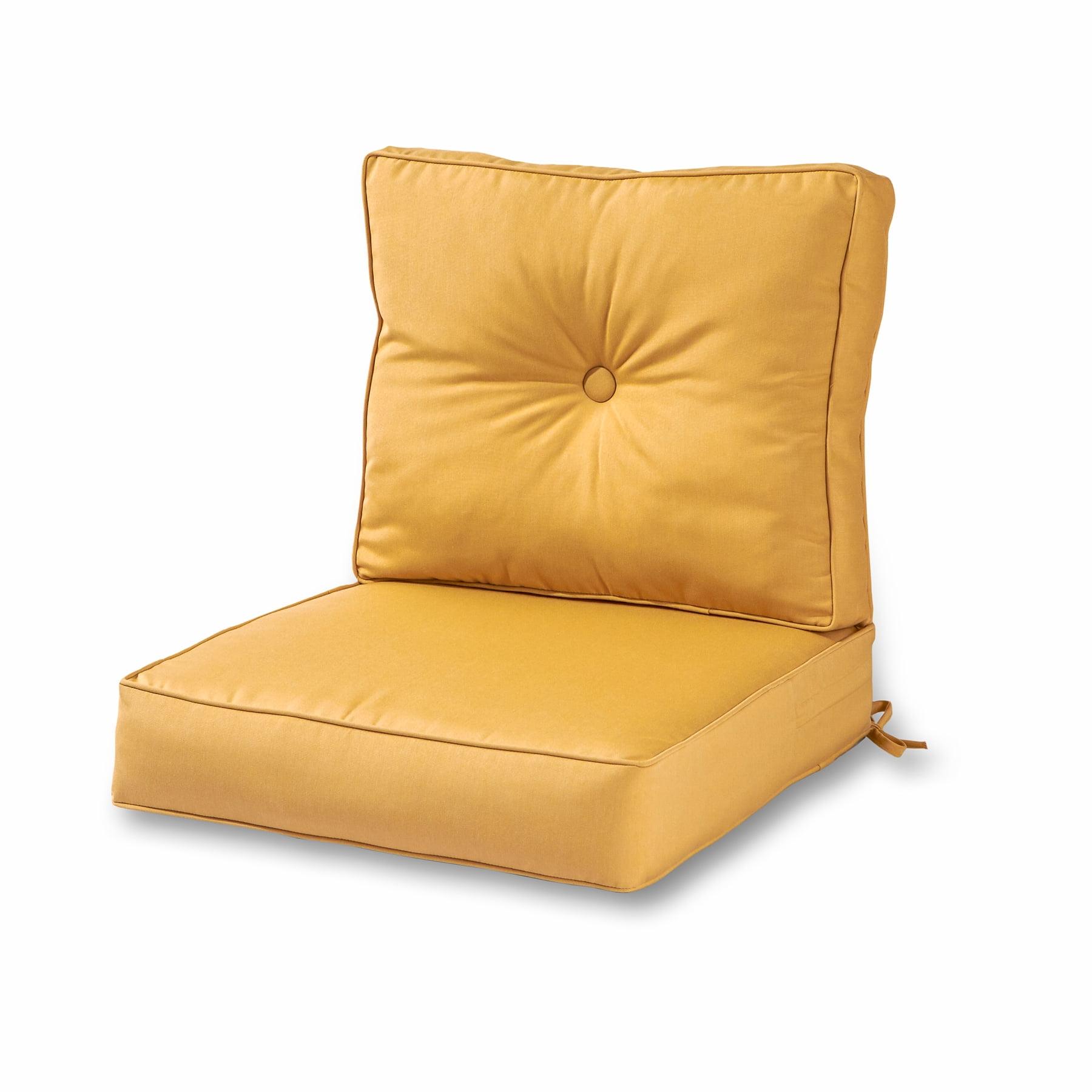 Wheat Yellow Sunbrella Fabric 2-Piece Deep Seat Cushion Set