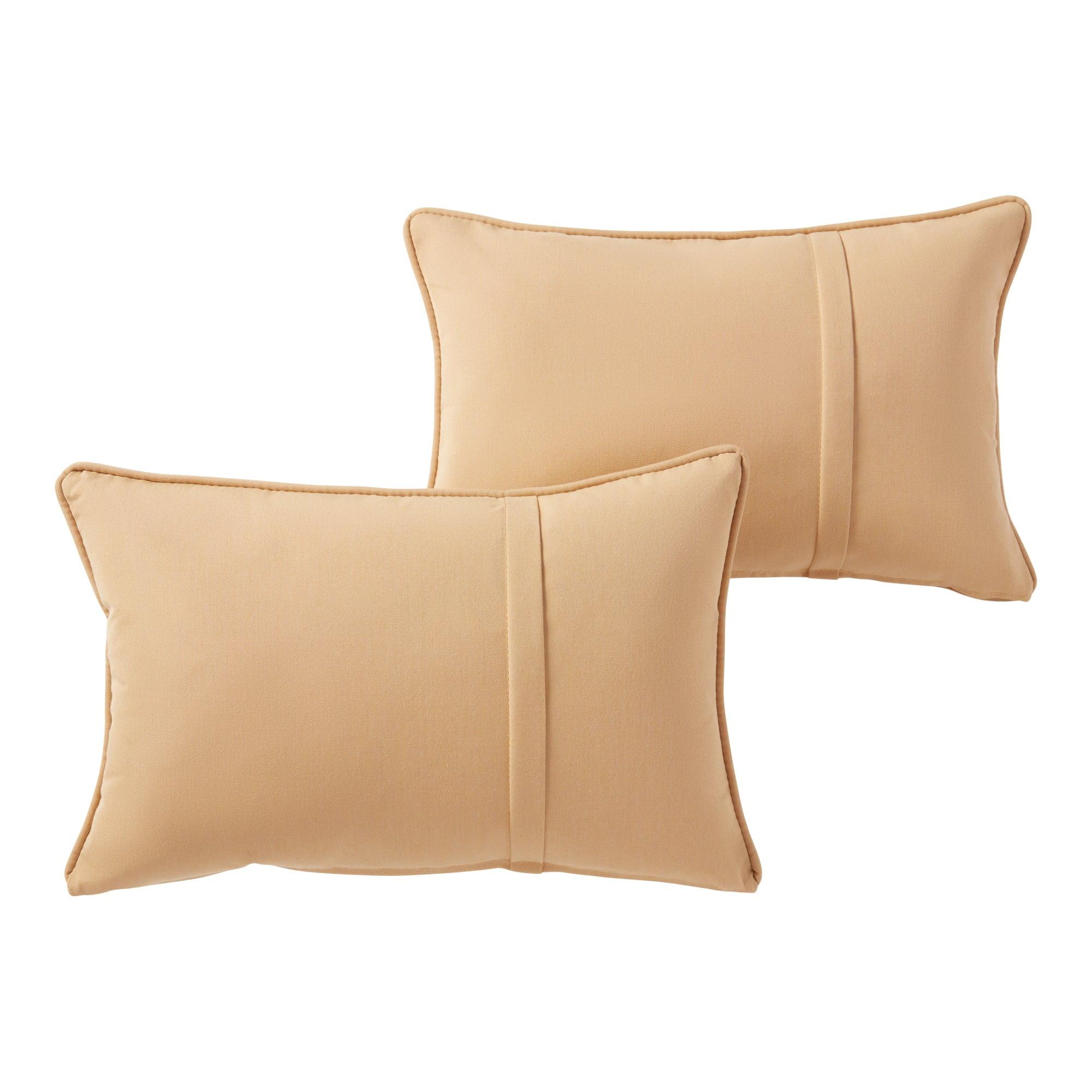 Wheat Sunbrella Fabric Outdoor Rectangle Throw Pillow Set