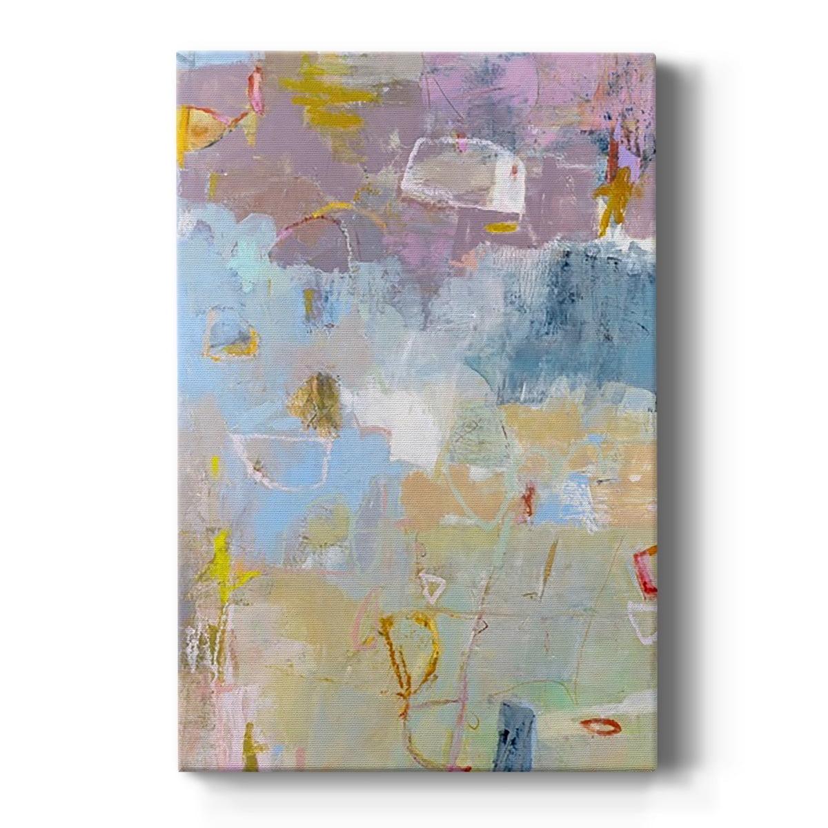 Abstract Multicolor Hand Stretched Canvas Art 14" x 14"