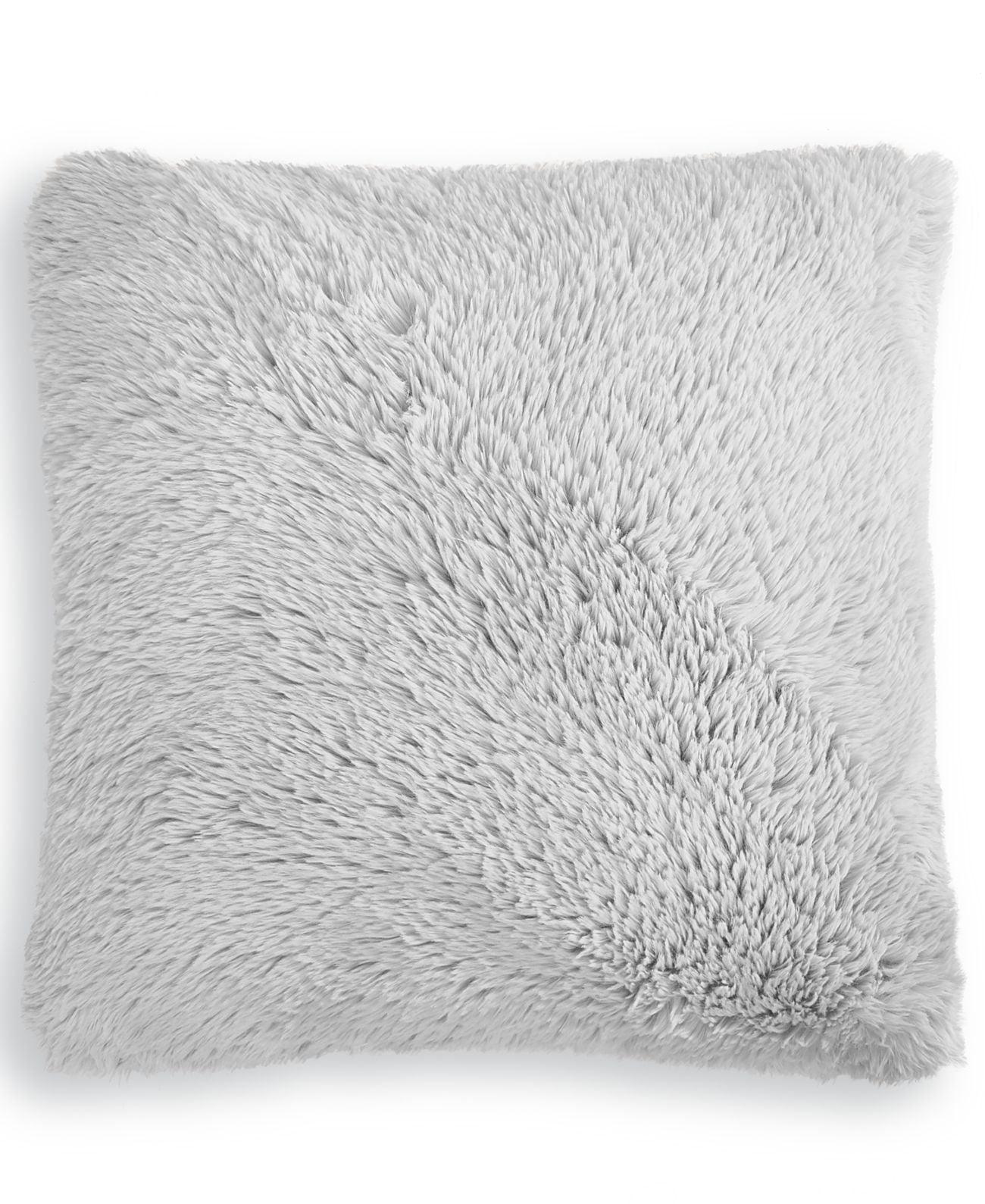 Whim by Martha Stewart Collection Faux-Fur Square Decorative Pillow, 18X18, Grey