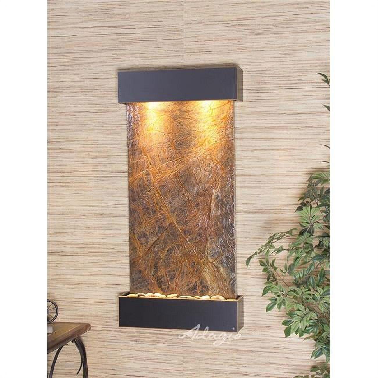 Whispering Creek Blackened Copper Brown Marble Wall Fountain