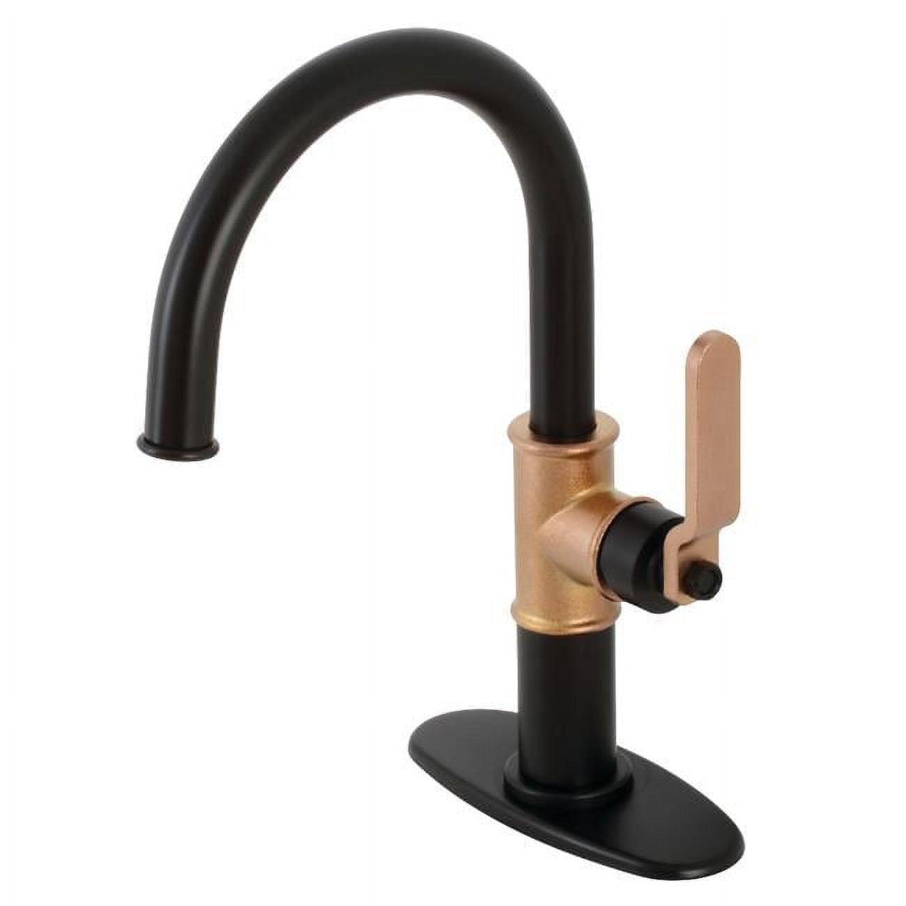 Elegant Whitaker Matte Black and Rose Gold Single-Handle Bathroom Faucet