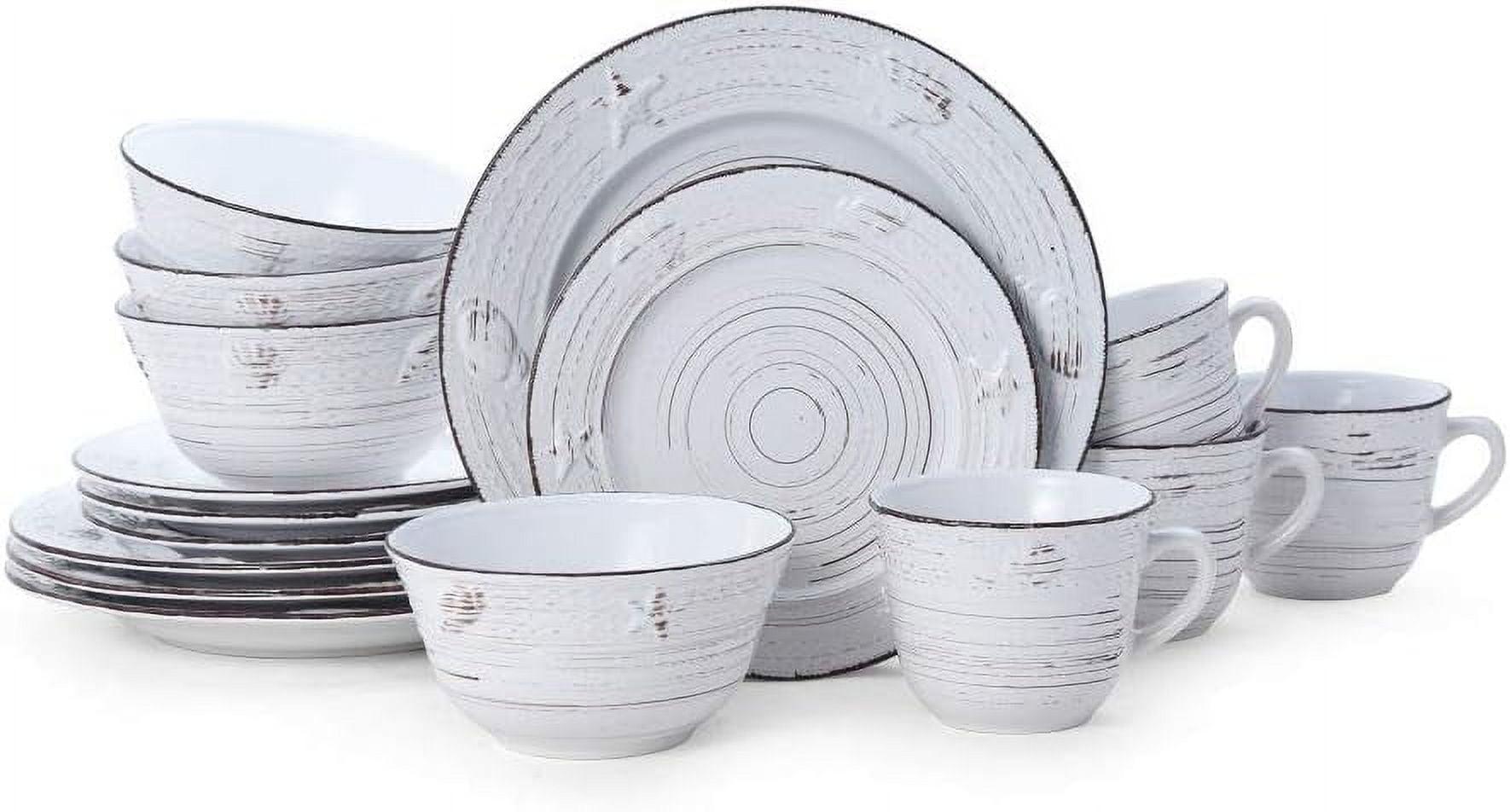 White 16-Piece Dinnerware Set, Service for 4, Distressed White