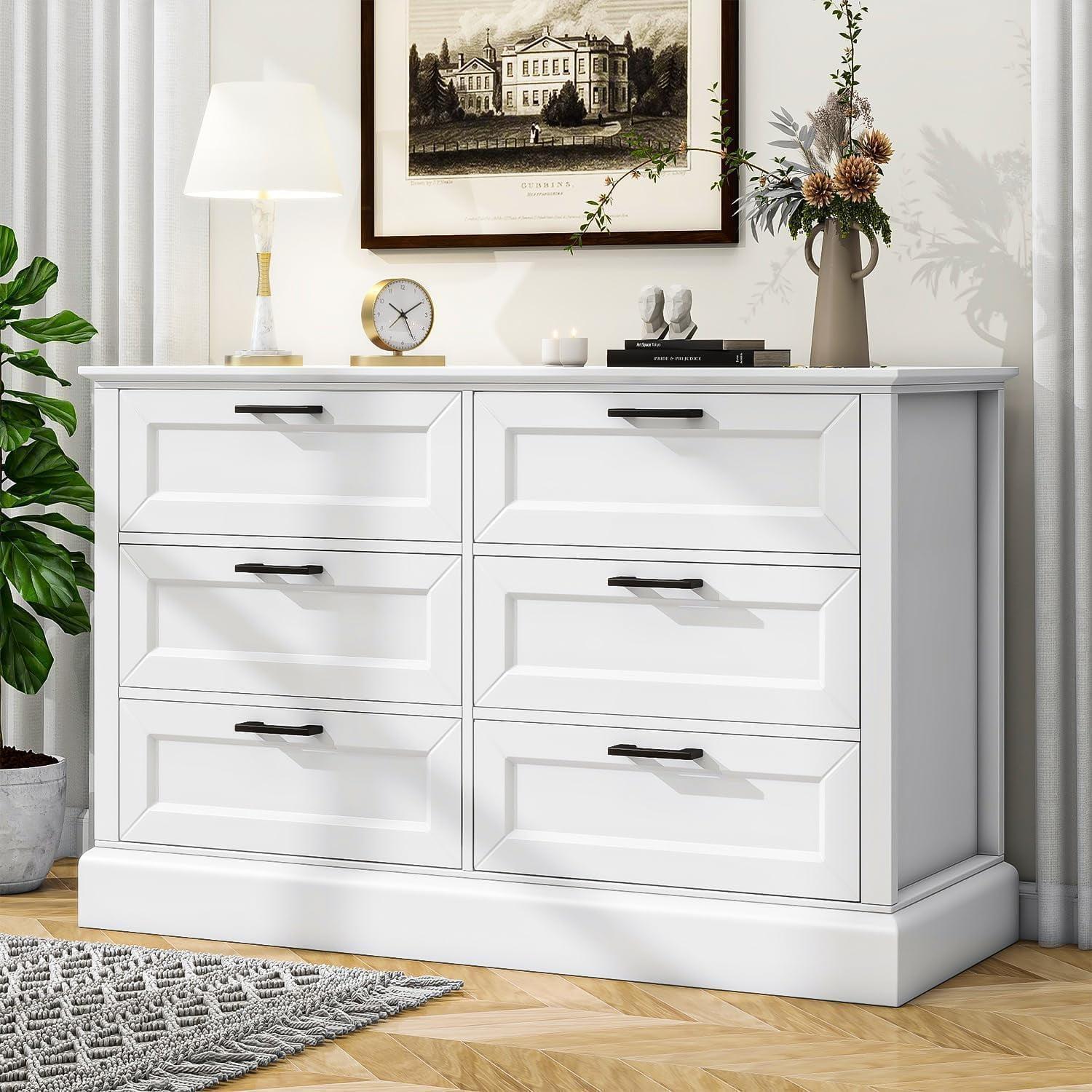 White Double Dresser with Extra Deep Drawers