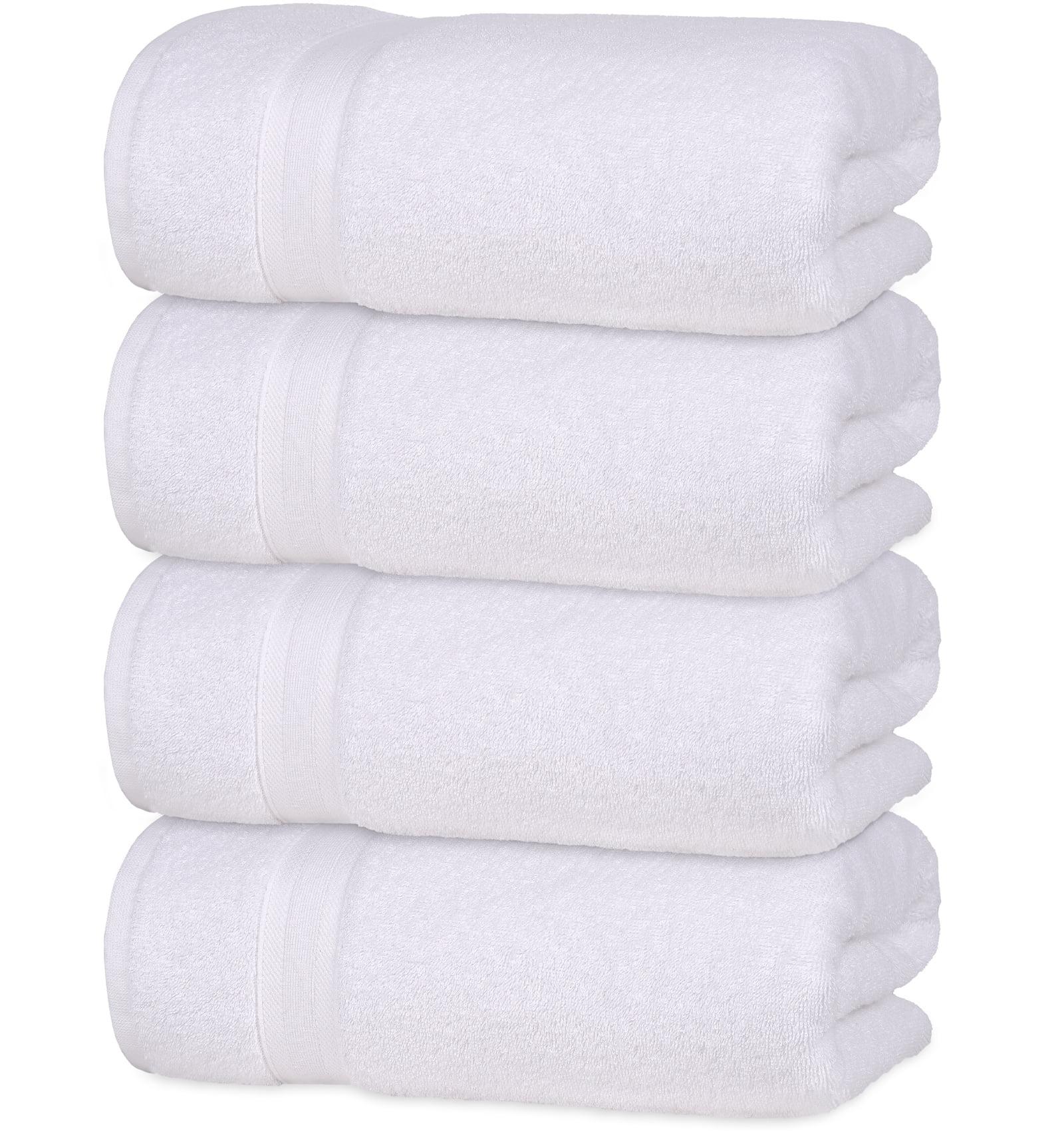 All Design White Bath Towels 27" x 54" Quick-Dry High Absorbent 100% Turkish Cotton Towel for Bathroom, Guests, Pool, Gym, Camp, Travel, Airbnb, College Dorm (White, 4 Pack Bath Towel)