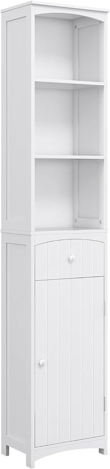 HOMCOM Bathroom Storage Cabinet, Free Standing Bath Storage Unit, Tall Linen Tower with 3-Tier Shelves and Drawer