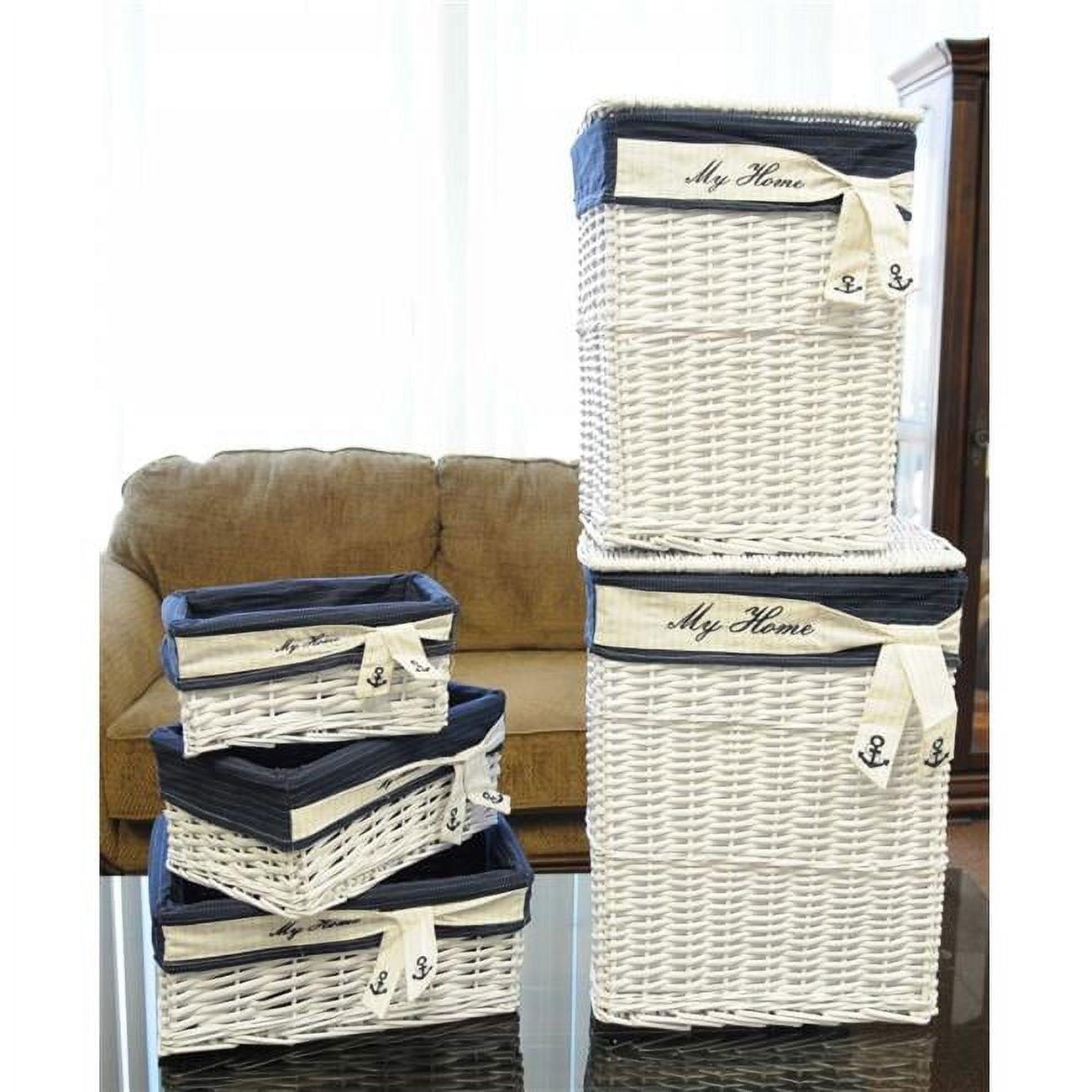 14" x 17.5" x 19.5" WhiteBlueRectangularWillow Basket Set of 5