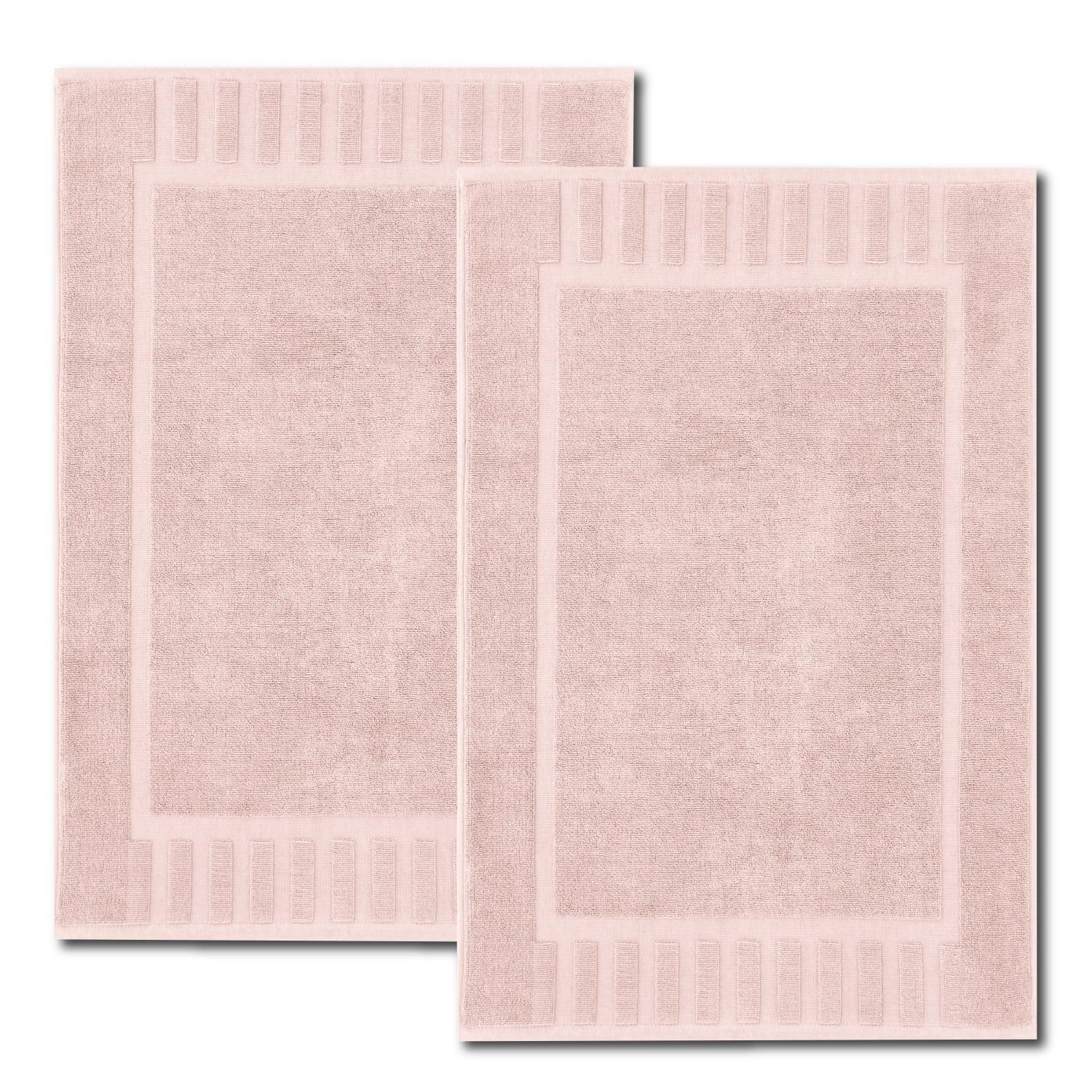White Classic Cotton Bath Mat Floor Towel [Not a Rug] 2-Pack - 22x34" Pink