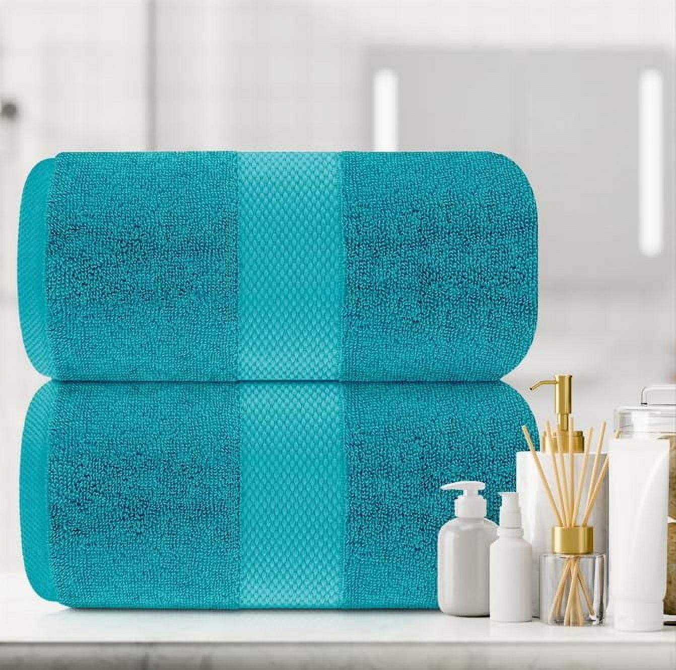 White Classic Luxury 100% Huge Cotton Bath Sheets Set of 2 - 35x70" Aqua