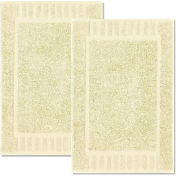 White Classic Cotton Bath Mat Floor Towel [Not a Rug] 2-Pack - 22x34" Beige