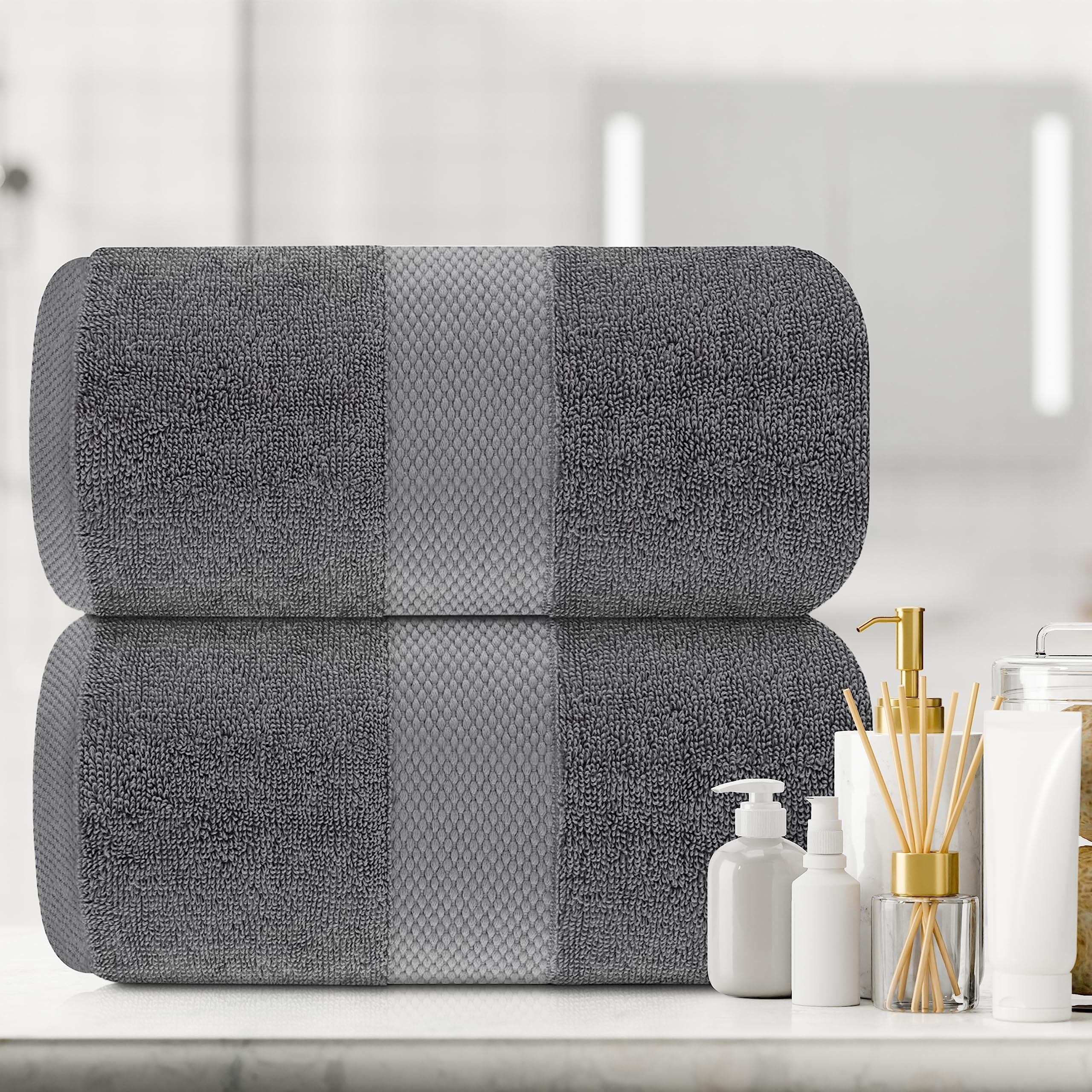 White Classic Luxury 100% Huge Cotton Bath Sheets Set of 2 - 35x70" Light-Grey