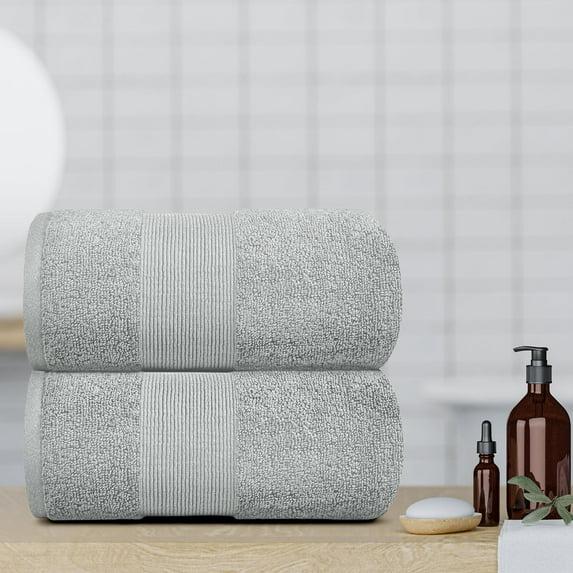White Classic Luxury 100% Huge Cotton Bath Sheets Set of 2 - 35x70" Light-Grey