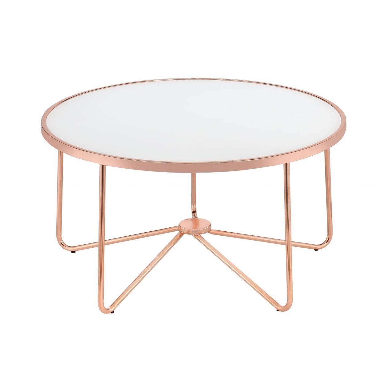 Modern Frosted Glass 34" Rose Gold Geometric Coffee Table