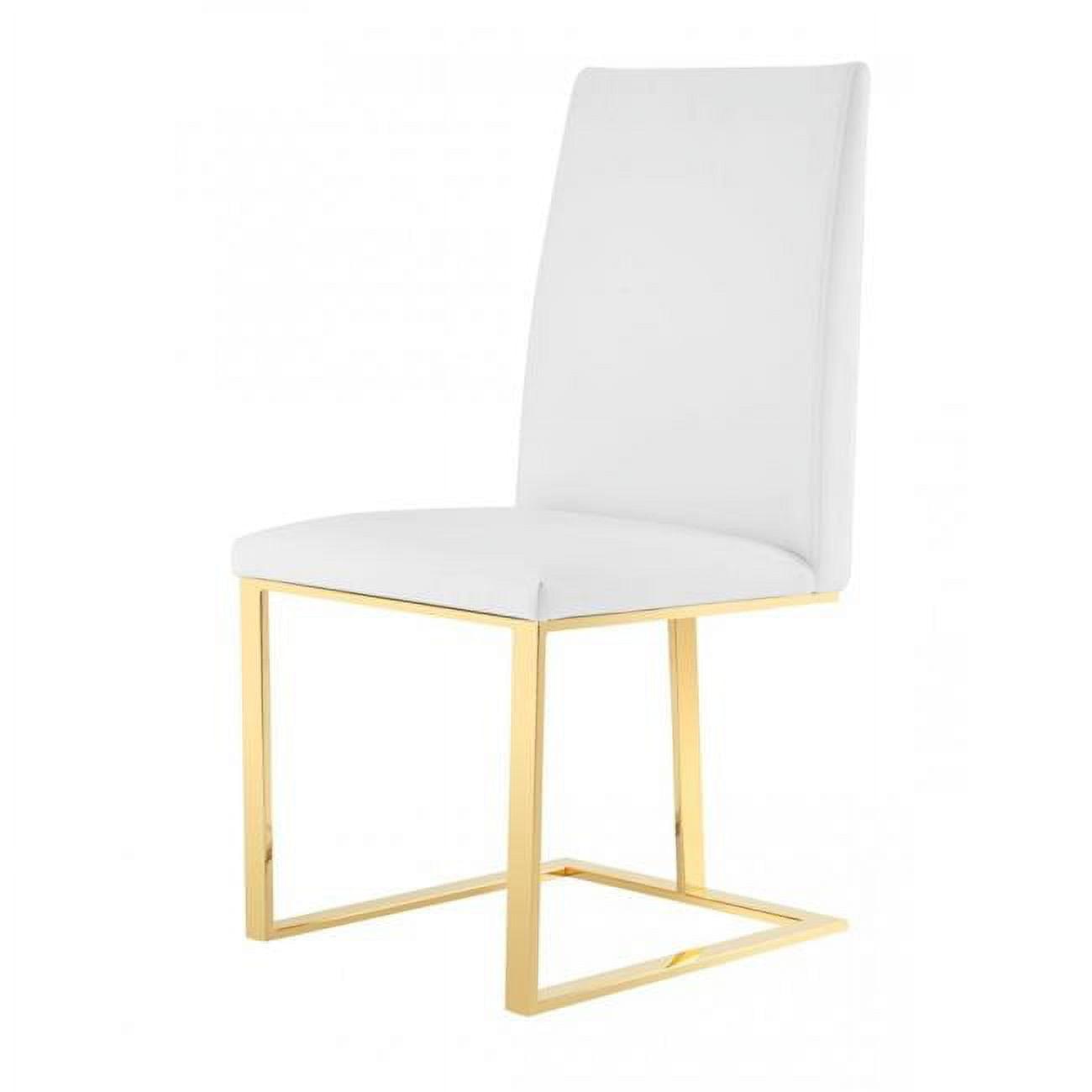 Limari Home Frankie 18.9" Contemporary Faux Leather Dining Chair in White/Gold