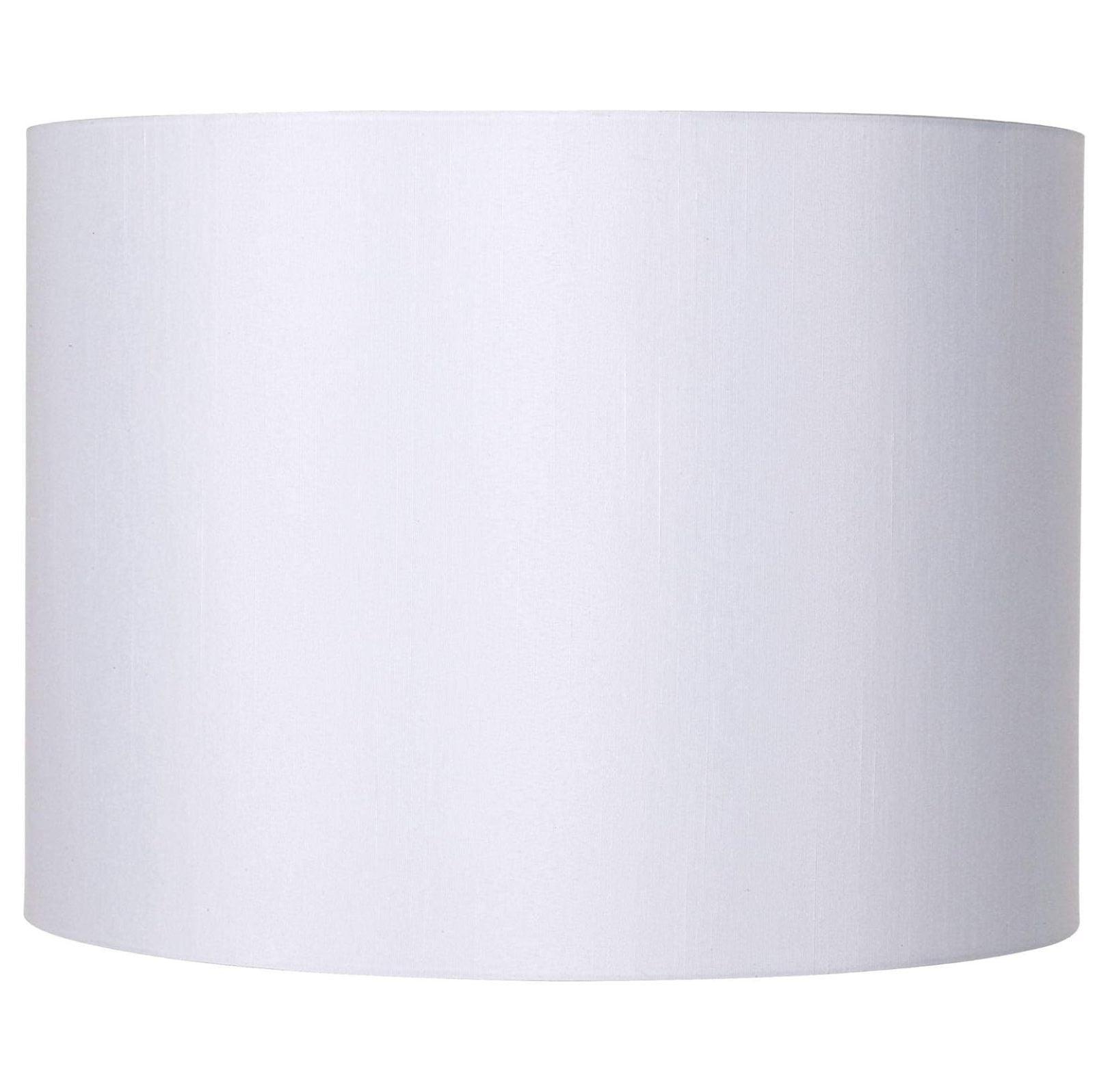 White Polyester Drum Lamp Shade with Harp and Finial, 16" x 12"