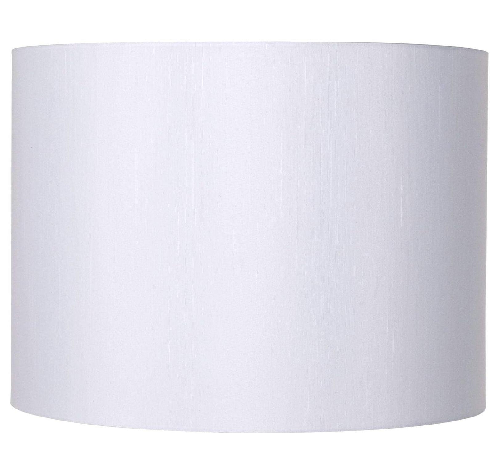 White Polyester Drum Lamp Shade with Harp and Finial, 16" x 12"