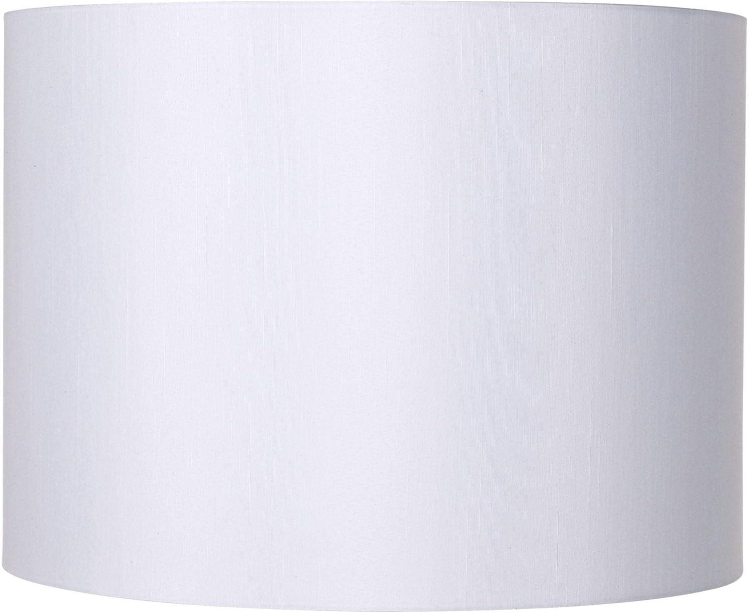 White Polyester Drum Lamp Shade with Harp and Finial, 16" x 12"