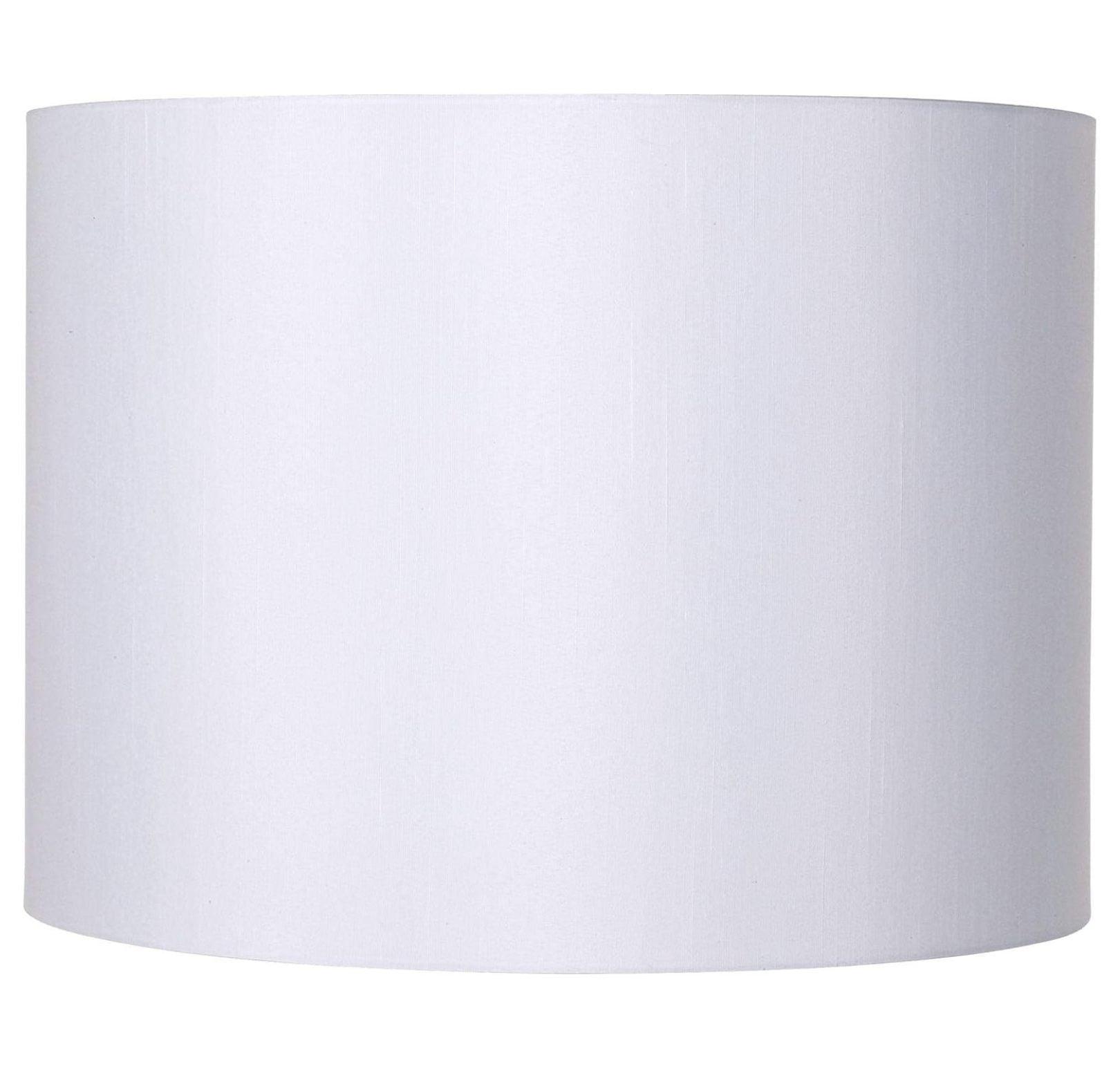 White Polyester Drum Lamp Shade with Harp and Finial, 16" x 12"