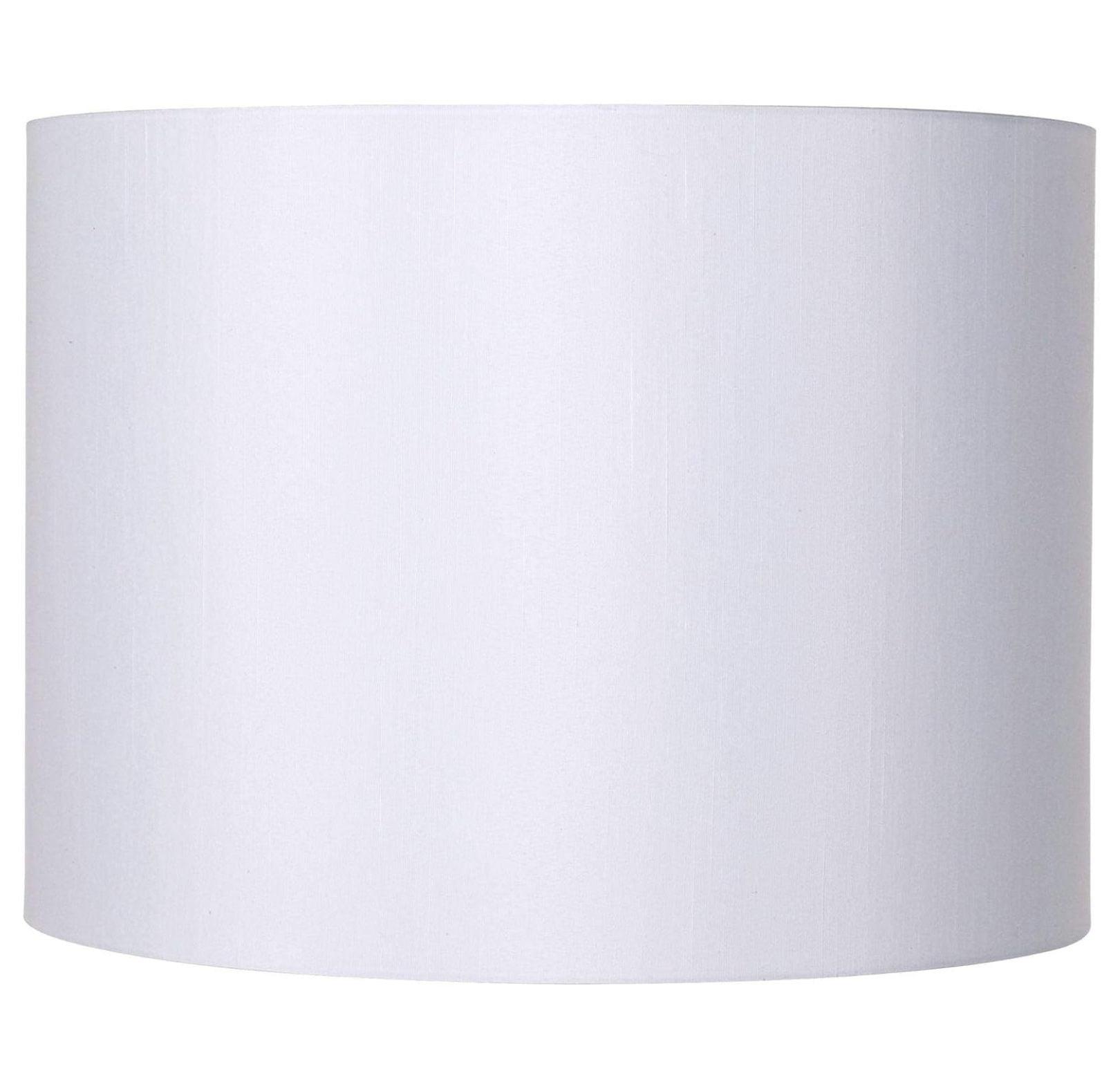 White Polyester Drum Lamp Shade with Harp and Finial, 16" x 12"