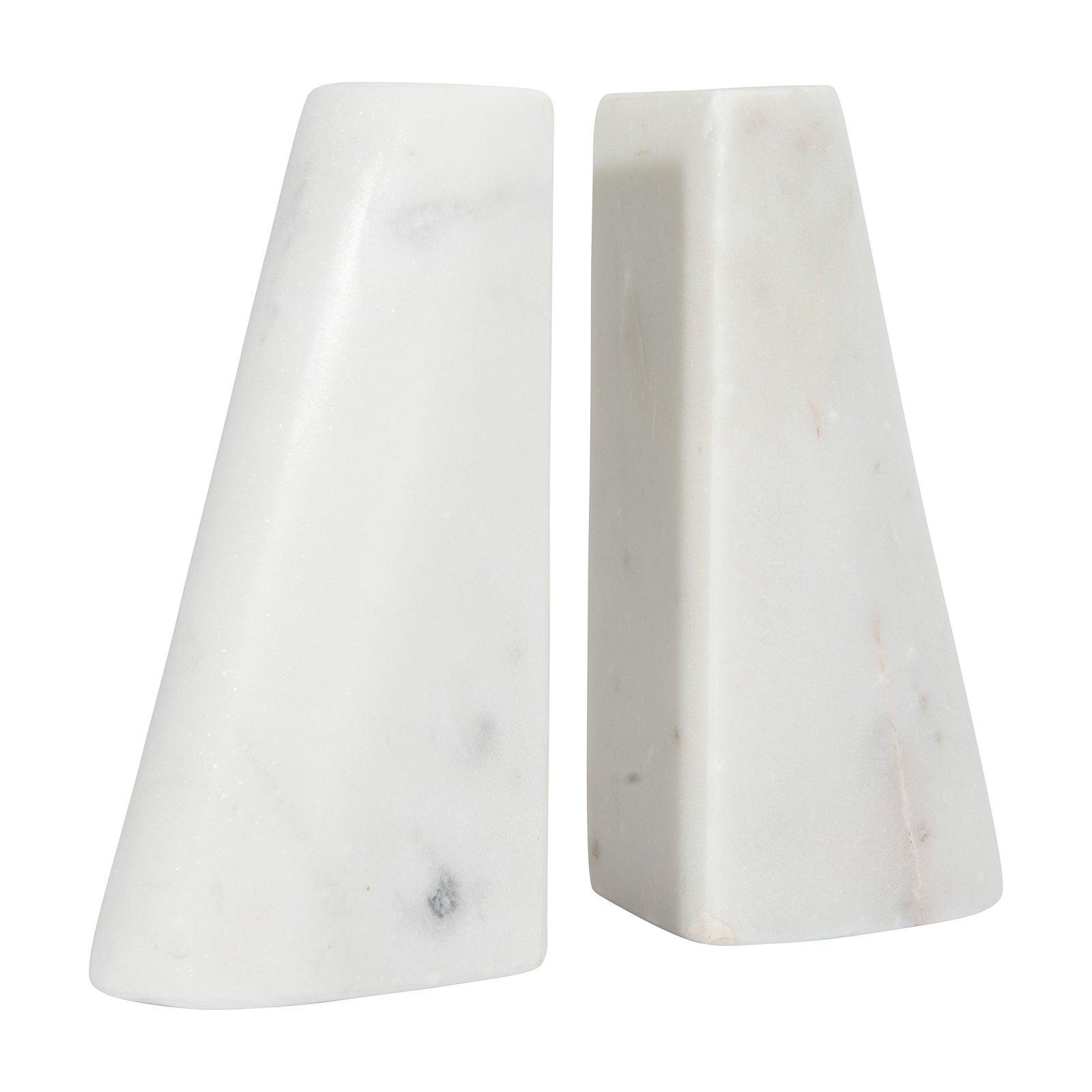 White Marble Tapered Bookends - Set of 2