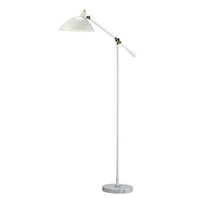 Adesso Home Peggy Metal Floor Lamp in White and Antique Brass