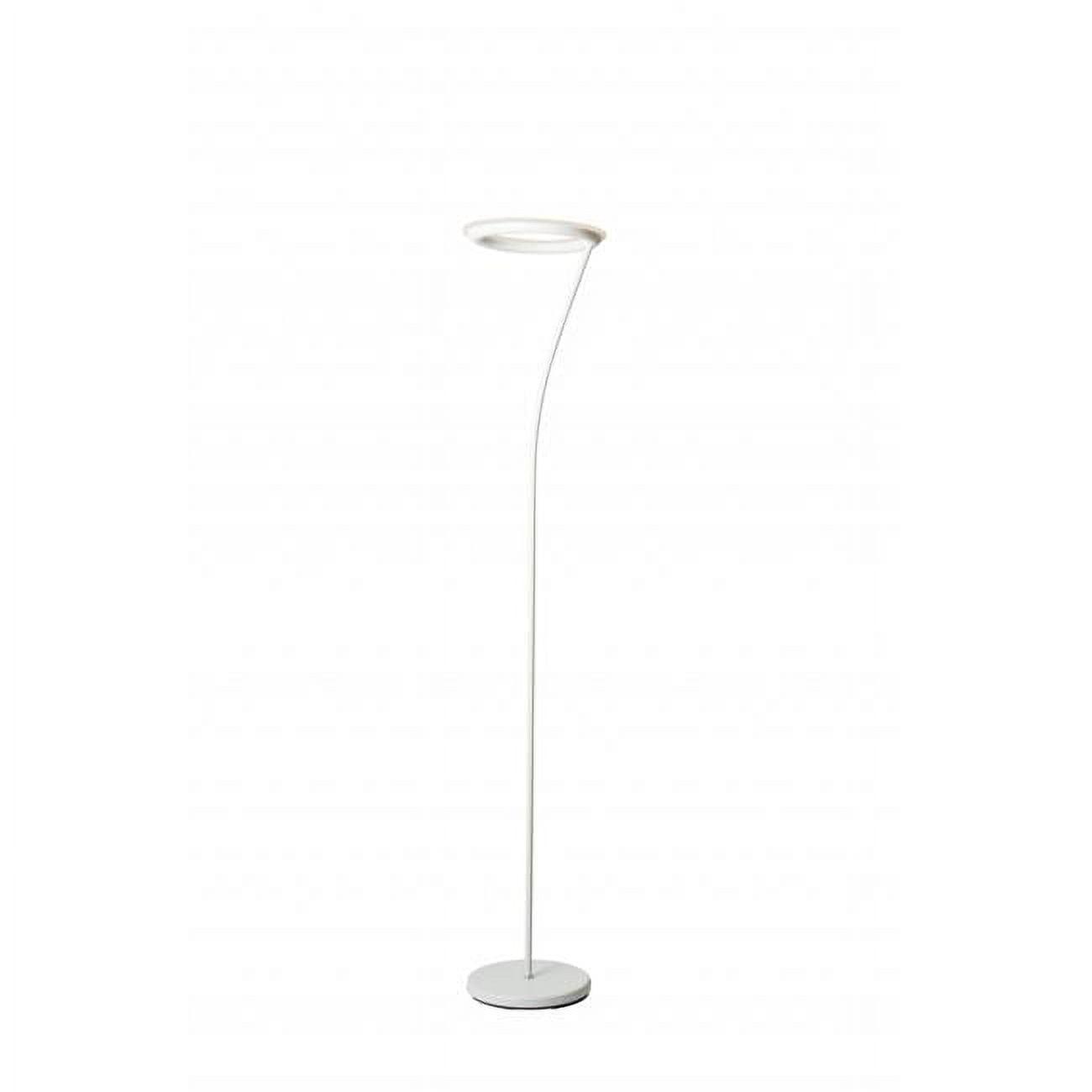 Sleek White Metal Torchiere Floor Lamp with Halo Shade