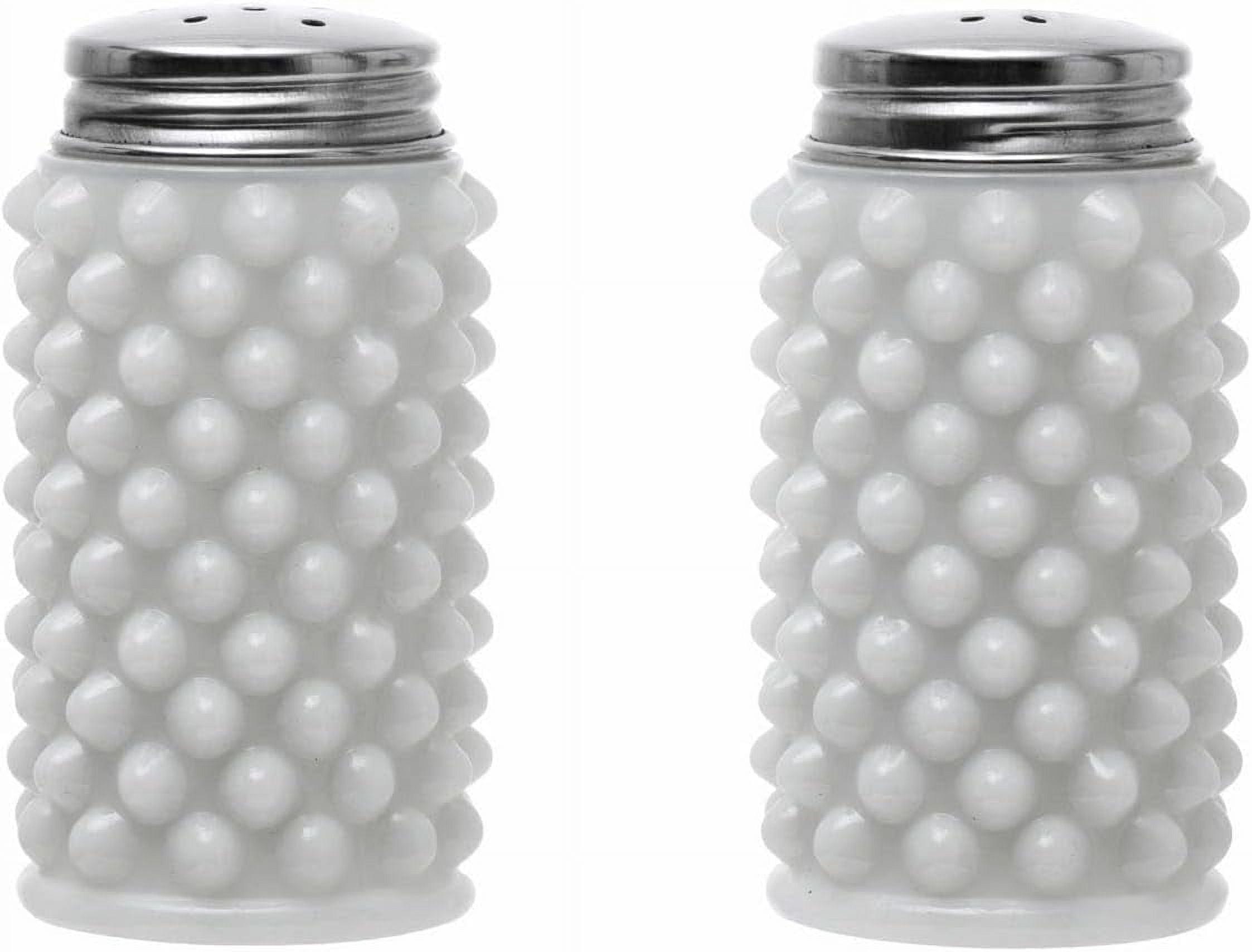 White Hobnail Milk Glass Salt and Pepper Shakers, Set of 2