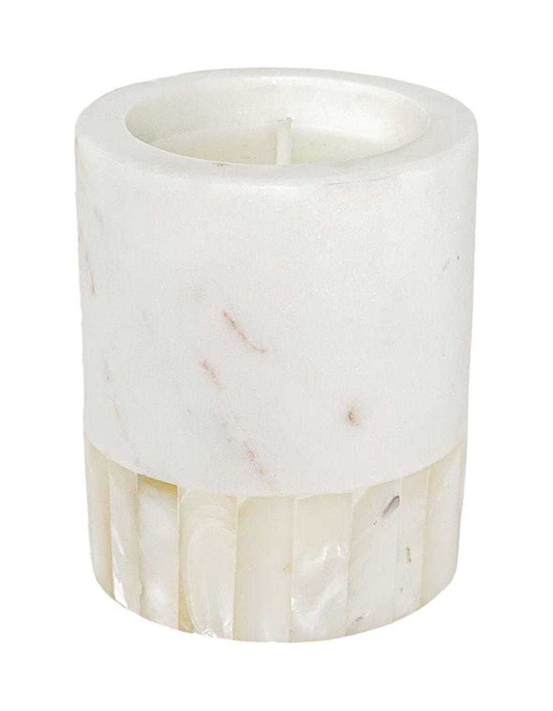 White Mother of Pearl Soy Marble Candle