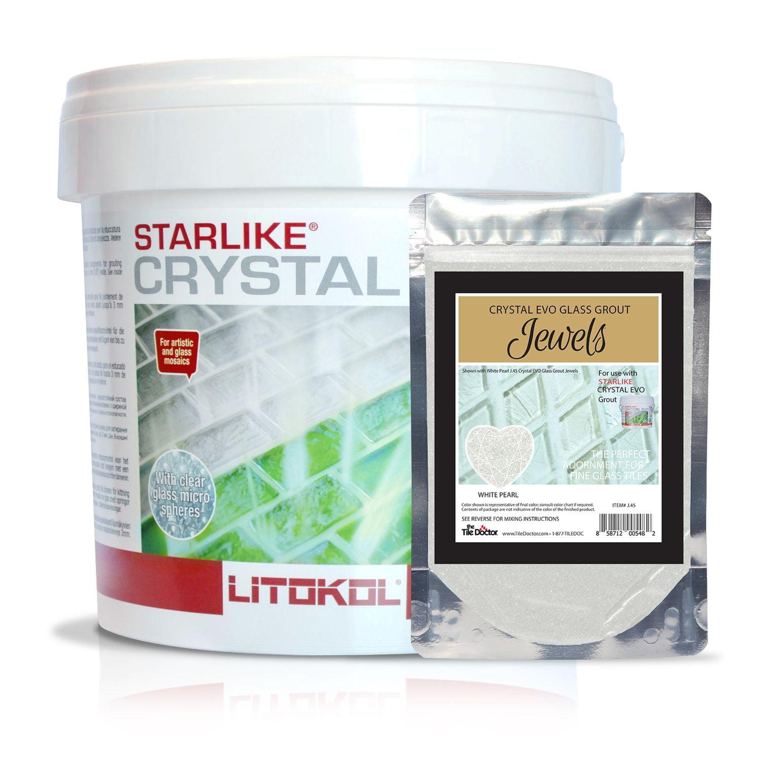 White Pearl 75 grams (1-Pack) Glass Grout Jewel and Starlike Crystal EVO 700 5.5 lb Grout Combo