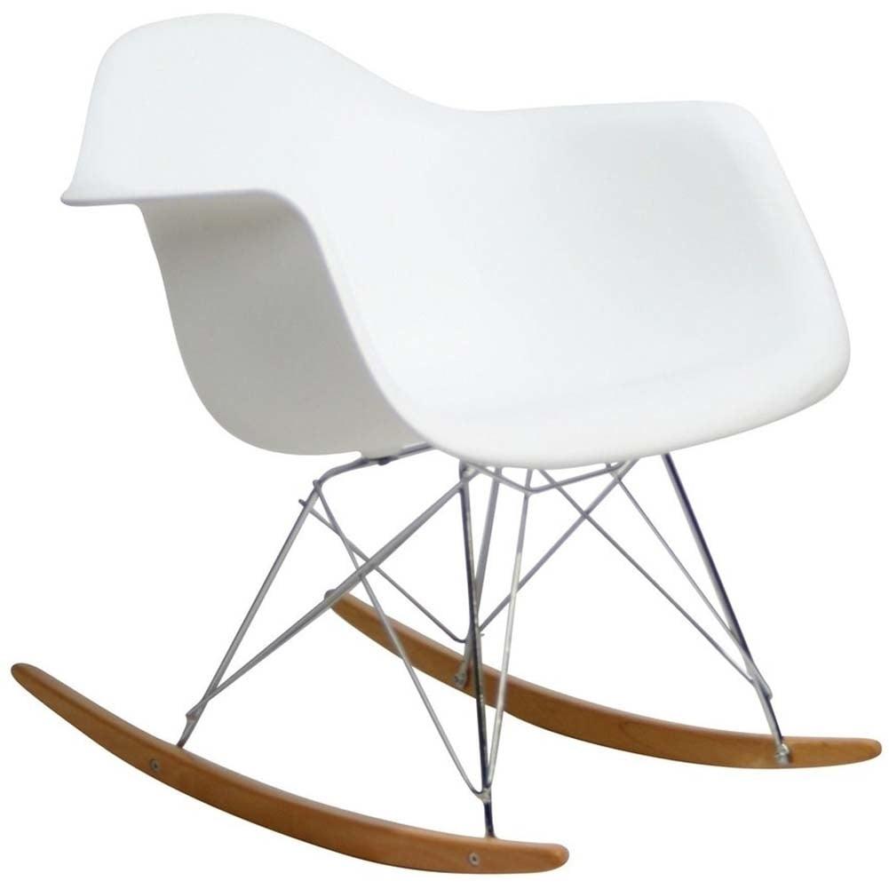 LeCeleBee -Century Modern Molded Plastic Kid's Size Lounge Chair Rocker in White