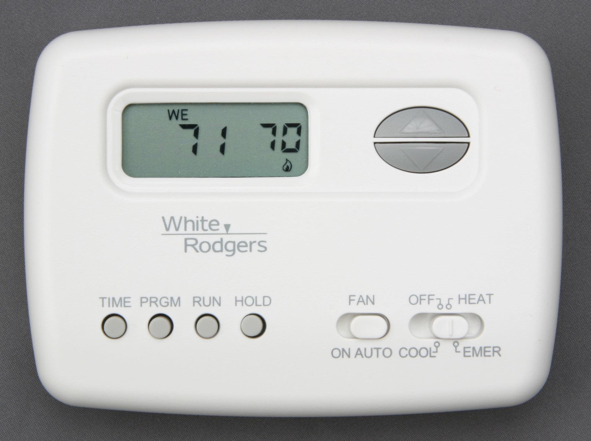 White Programmable Digital Heat Pump Thermostat with Mounting Hardware