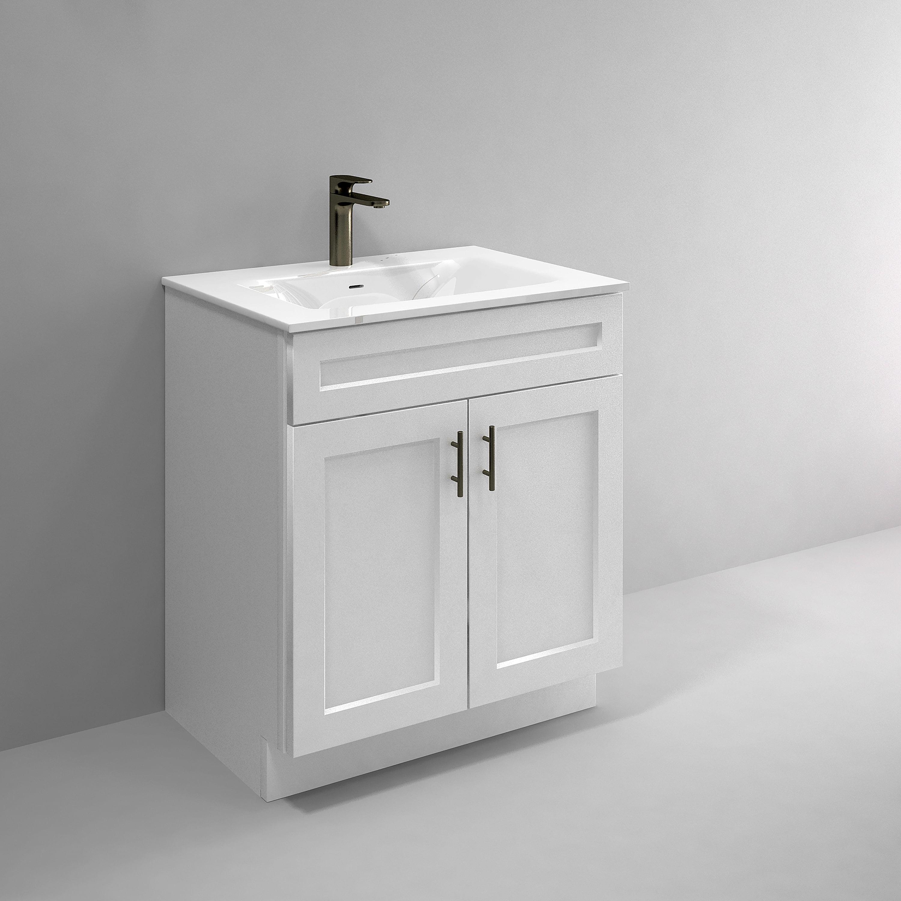 White Shaker 30" Freestanding Bathroom Vanity Cabinet