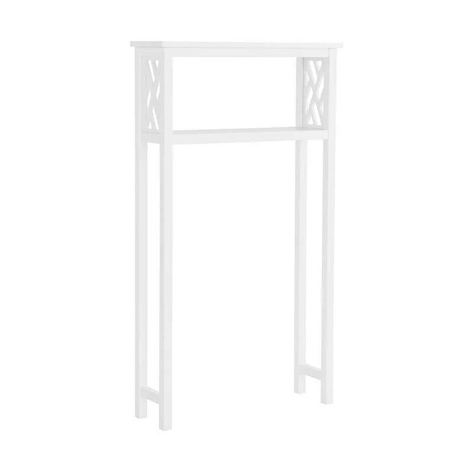 White Solid Wood Over-the-Toilet Storage Rack with Shelf