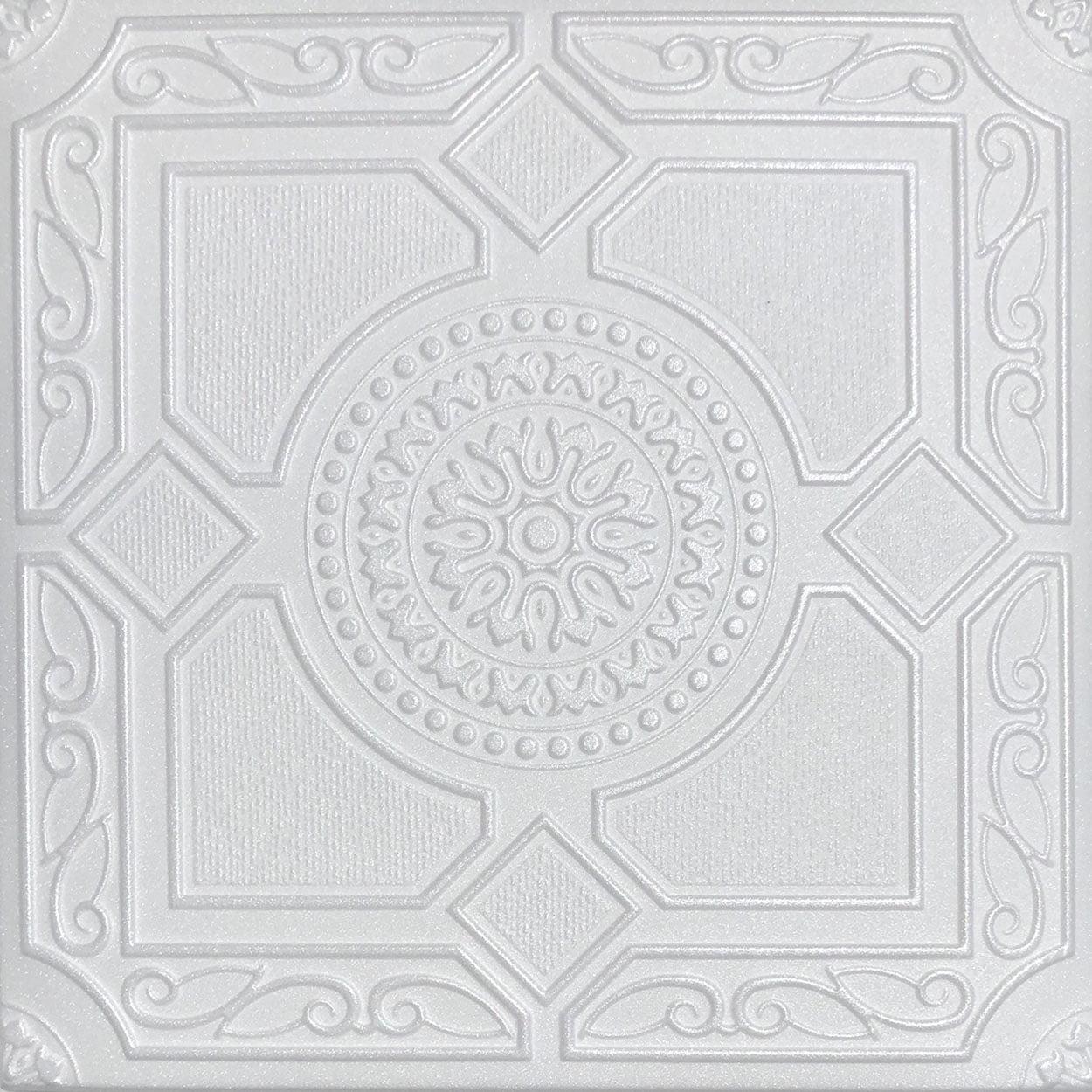 White Styrofoam Decorative Square Ceiling Tile, 20x20 Inches