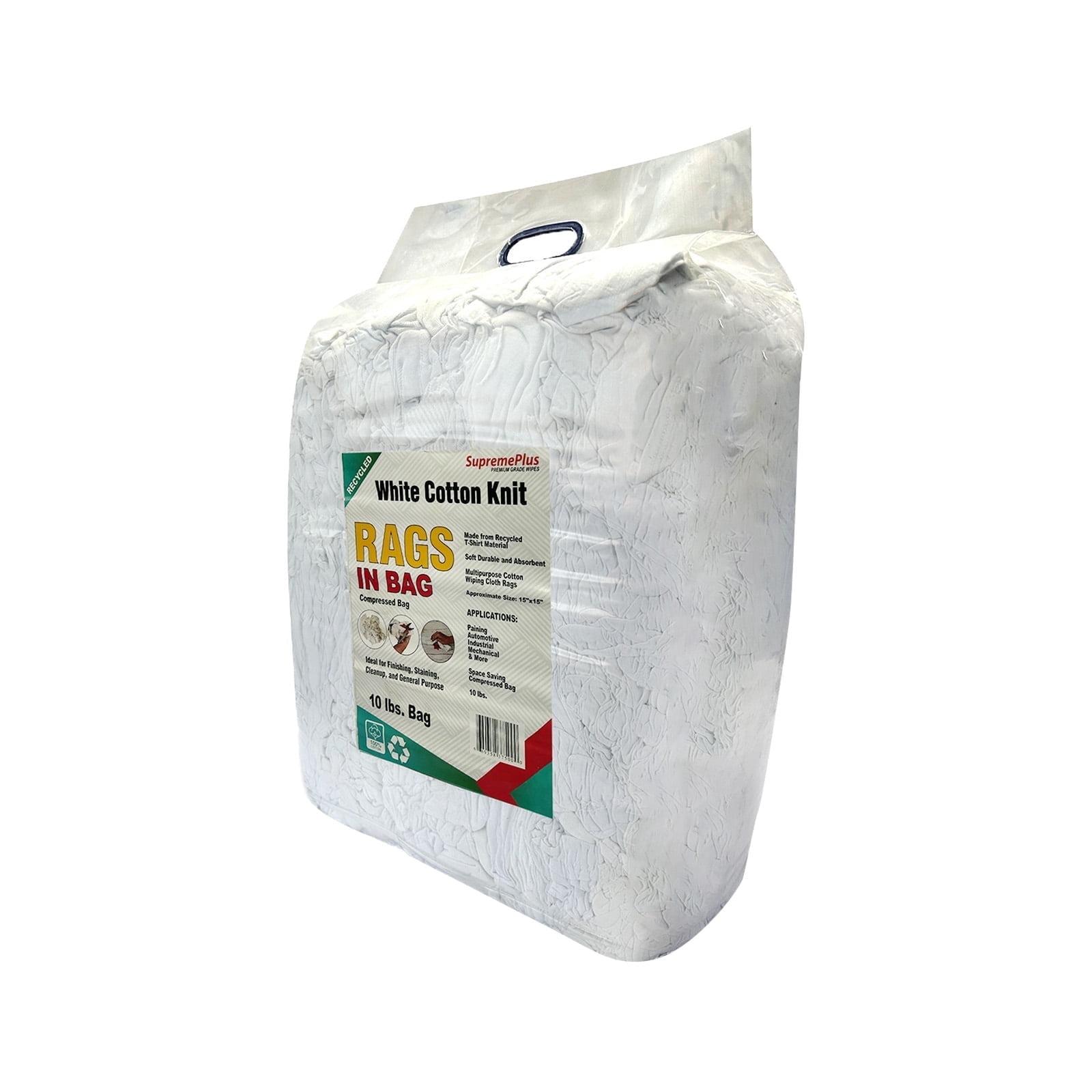 SupremePlus New White Knit T-Shirt Rags, Multipurpose Cleaning Cloth Wipe - 10 lbs. Box