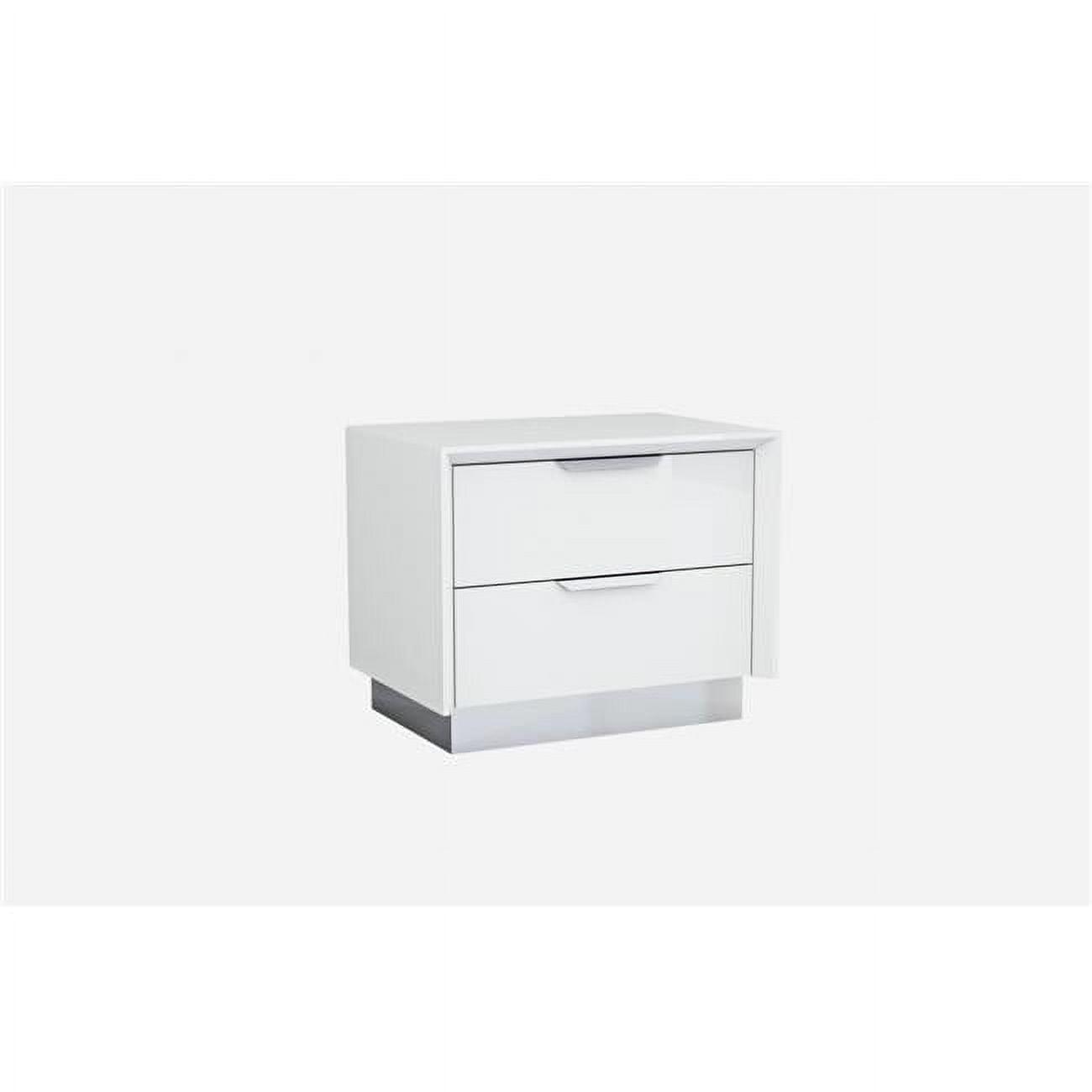 White and Chrome Two Drawer Nightstand