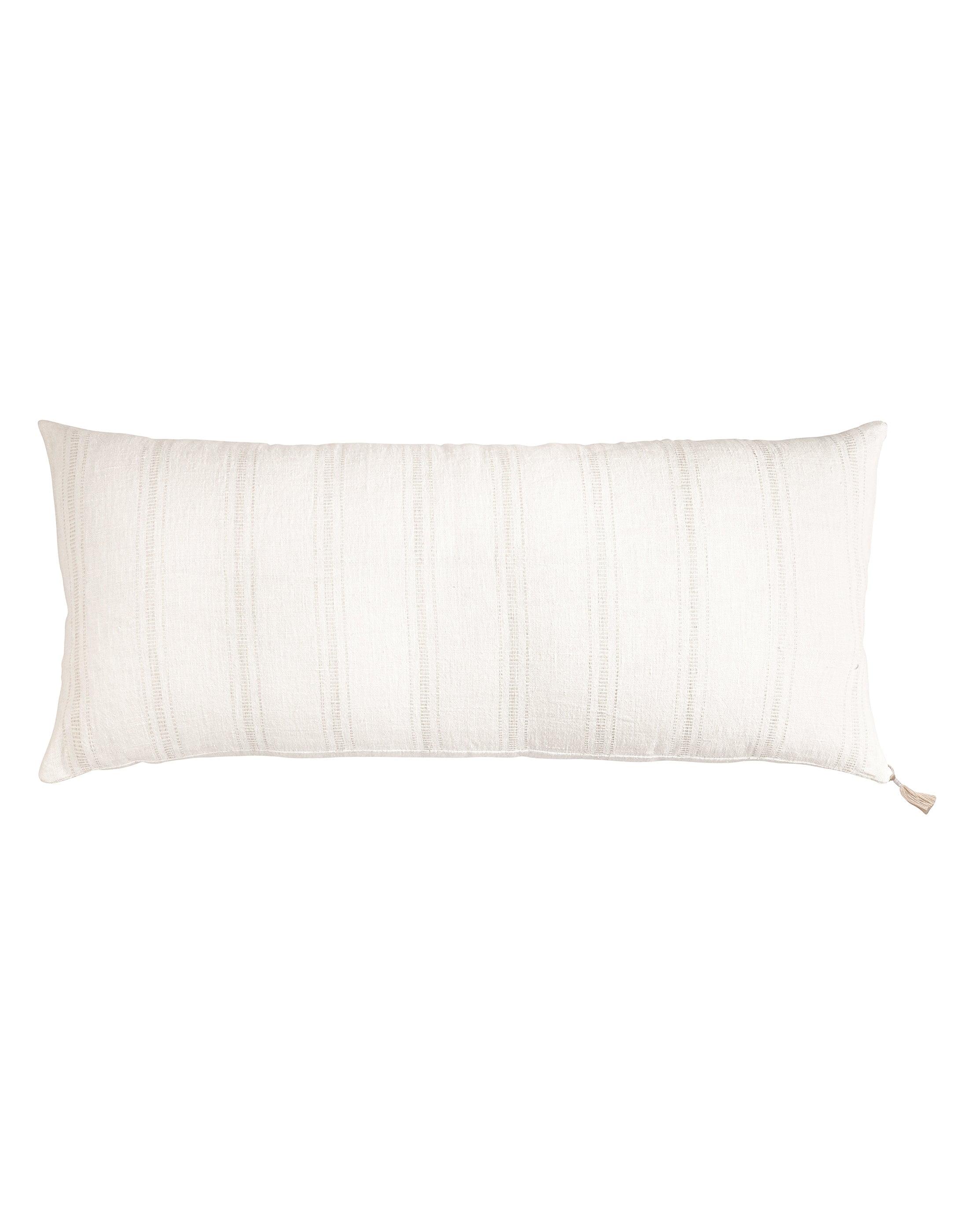 White with Beige Stripes Linen Pillow 13x30