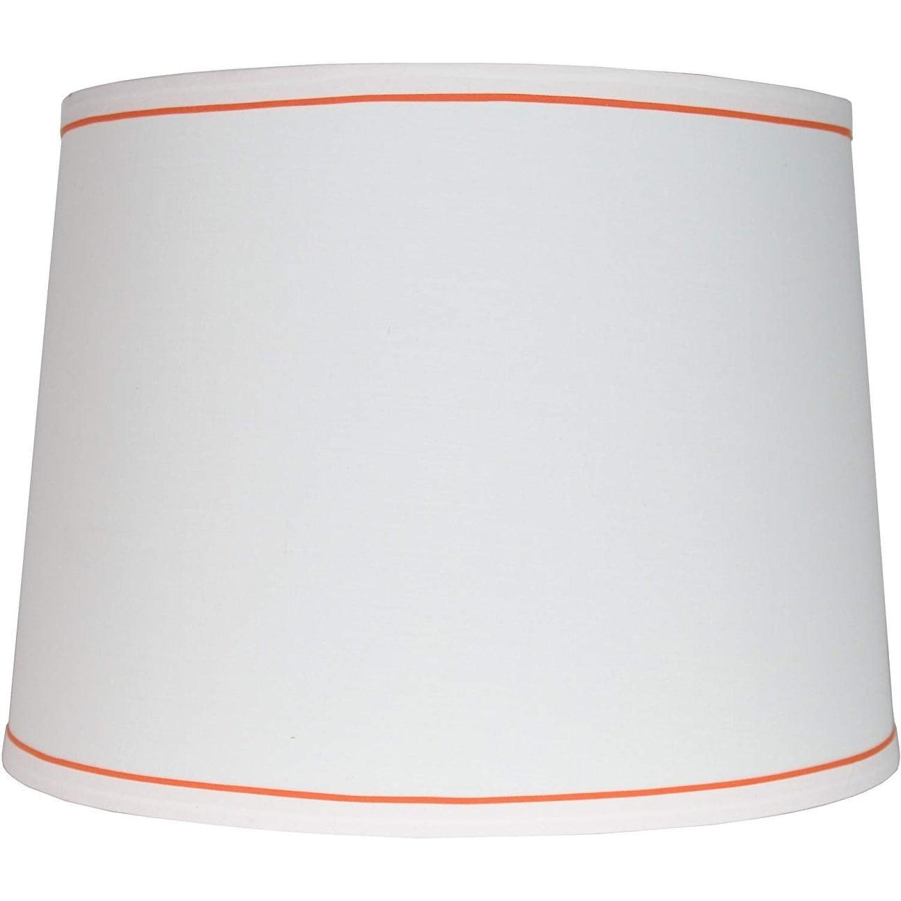 White with Trim French Drum Lampshade, 14" to 16" Bottom Size Navy Blue 12"