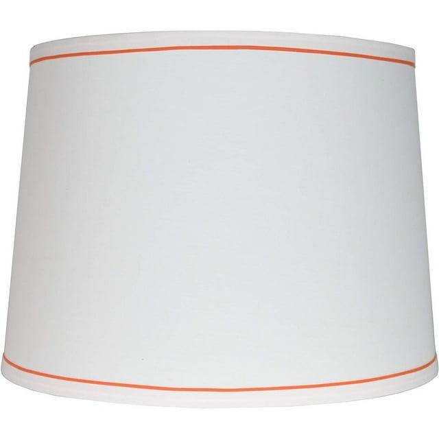 White with Trim French Drum Lampshade, 14" to 16" Bottom Size Navy Blue 12"