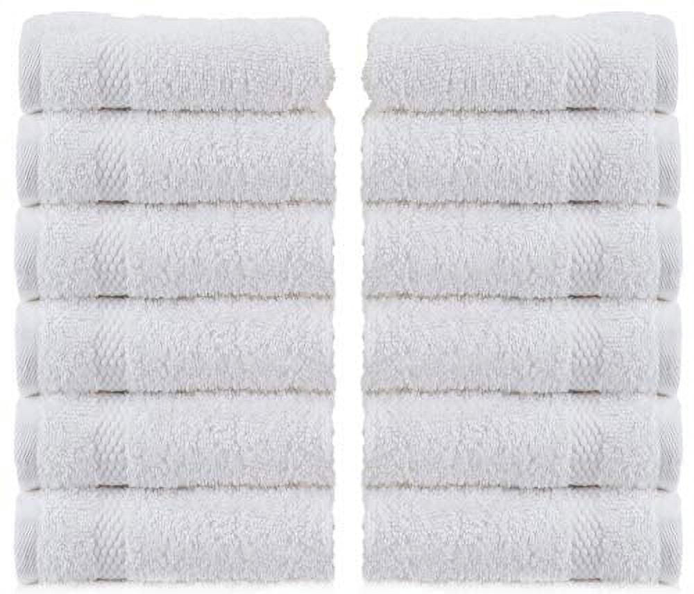 White Egyptian Cotton Quick-Dry Washcloth Set, 13x13", 12-Pack