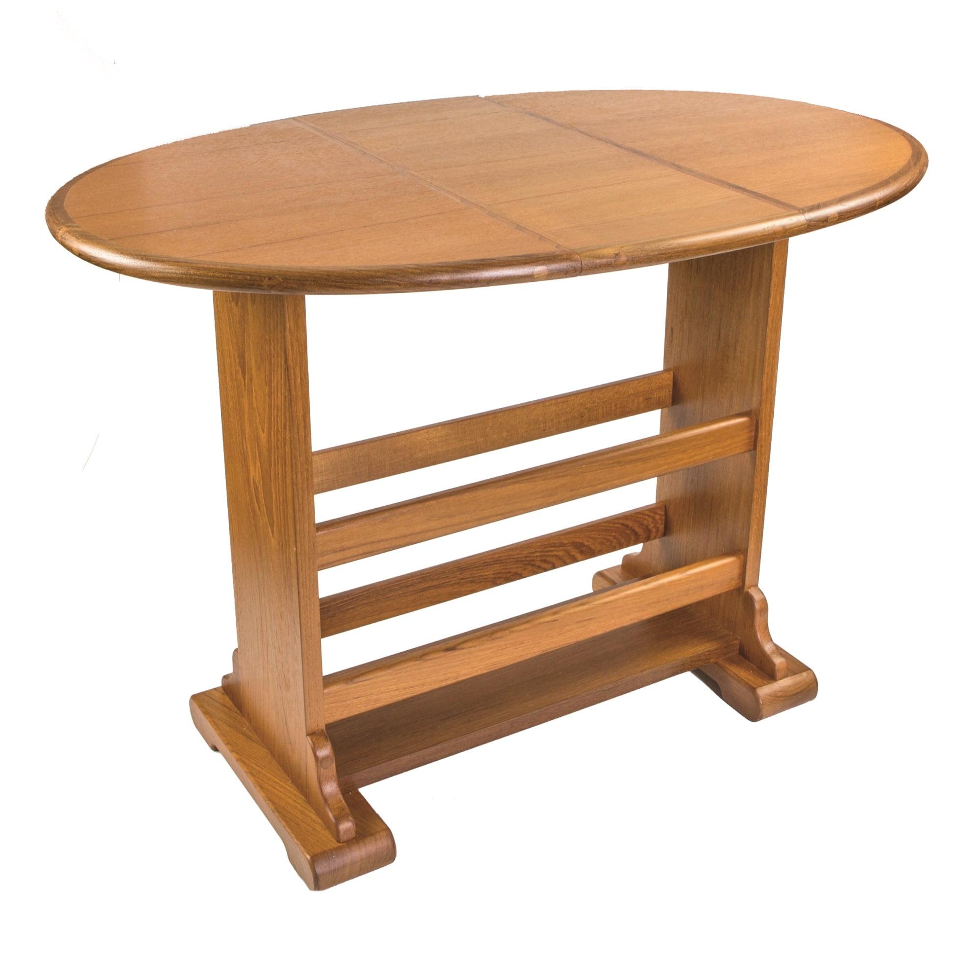 Compact Teak Drop-Leaf Table with Storage