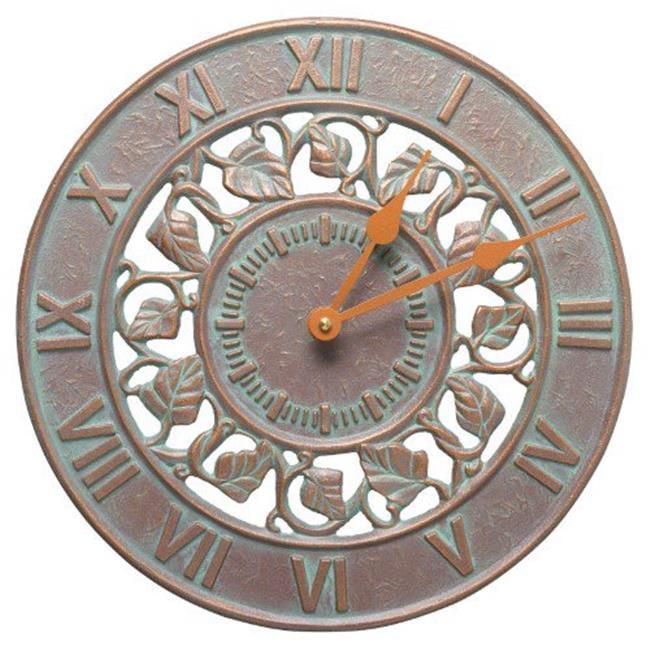 Ivy 12" Copper Verdigris Aluminum Indoor Outdoor Wall Clock