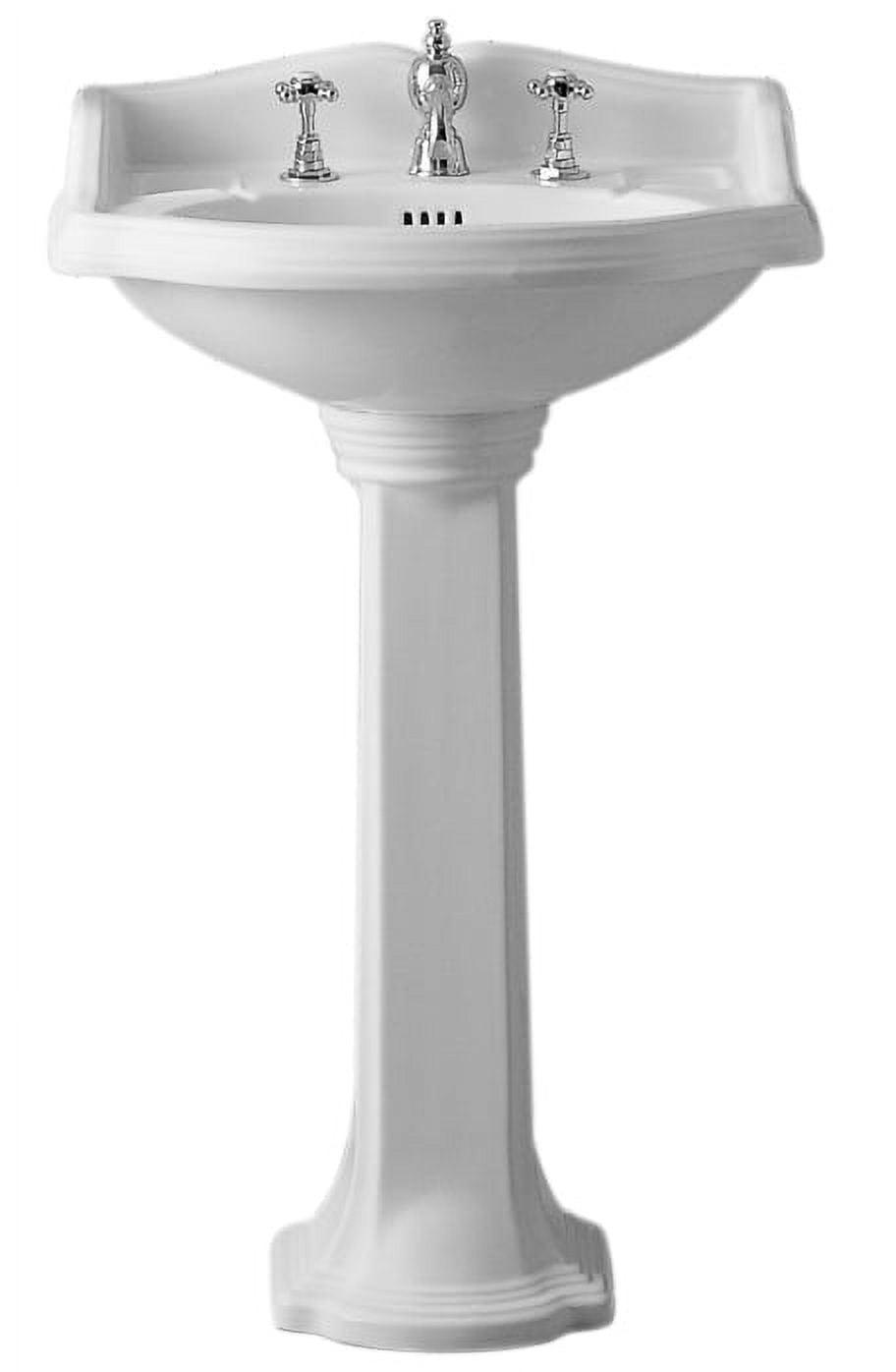 Whitehaus Collection 23" Traditional Pedestal With An Integrated Small Oval Bowl, Backsplash, Dual Soap Ledges, And Decorative Trim