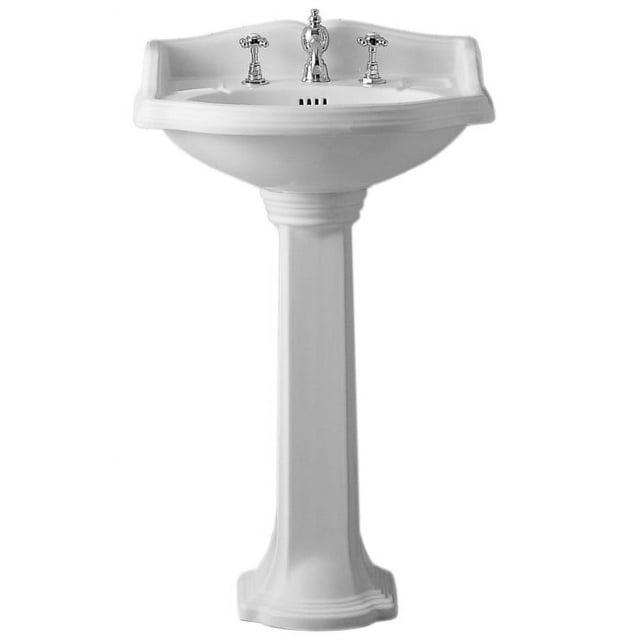 Whitehaus Collection 23" Traditional Pedestal With An Integrated Small Oval Bowl, Backsplash, Dual Soap Ledges, And Decorative Trim