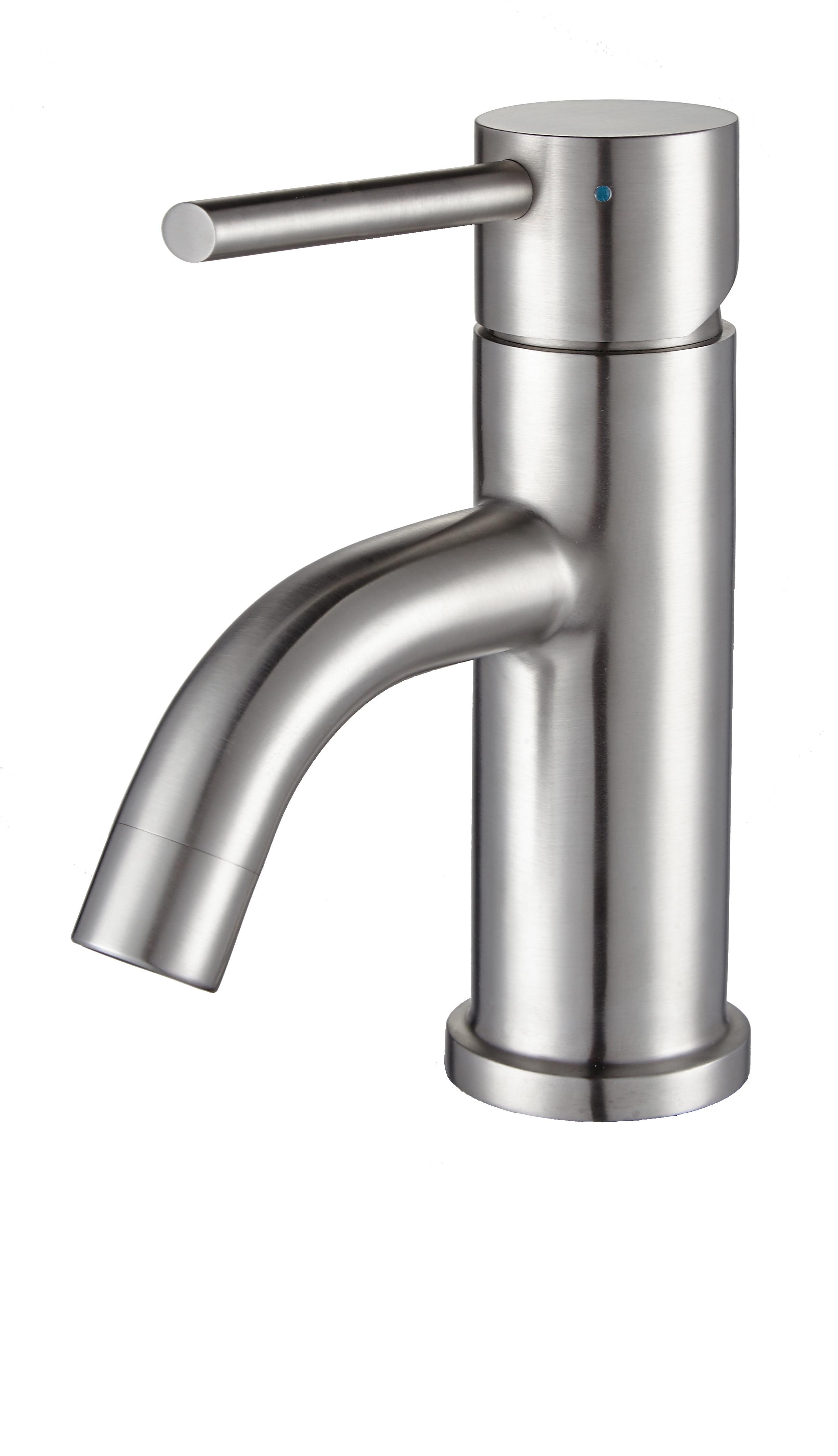Whitehaus Collection WHS0111-SB-BSS Whitehaus Collection Stainless Steel Single Lever Bathroom Faucet with Pop-up Drain